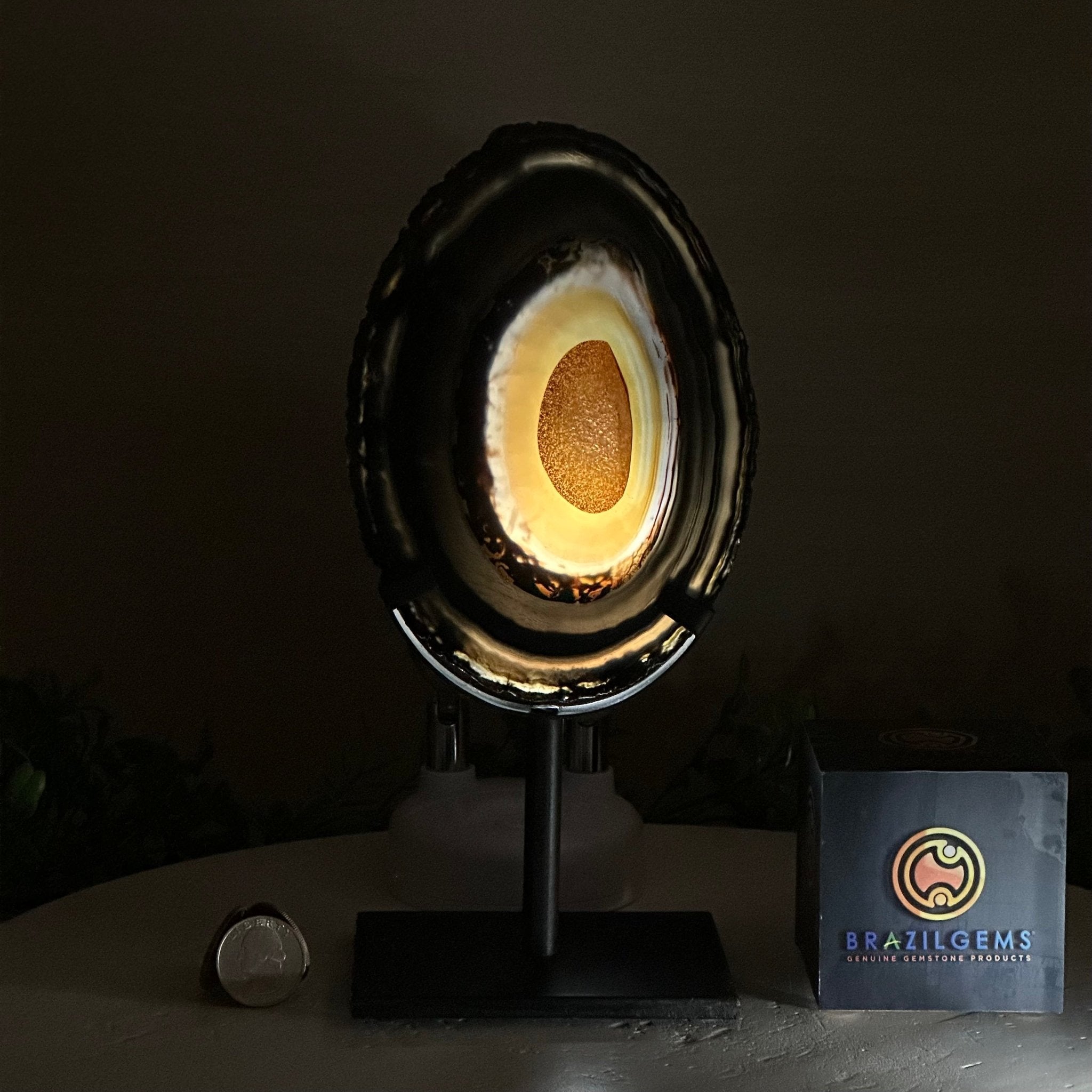 Natural Brazilian Agate Slice on a Metal Stand, 9.25" Tall #5067NA - 019 - Brazil GemsBrazil GemsNatural Brazilian Agate Slice on a Metal Stand, 9.25" Tall #5067NA - 019Slices on Fixed Bases5067NA - 019