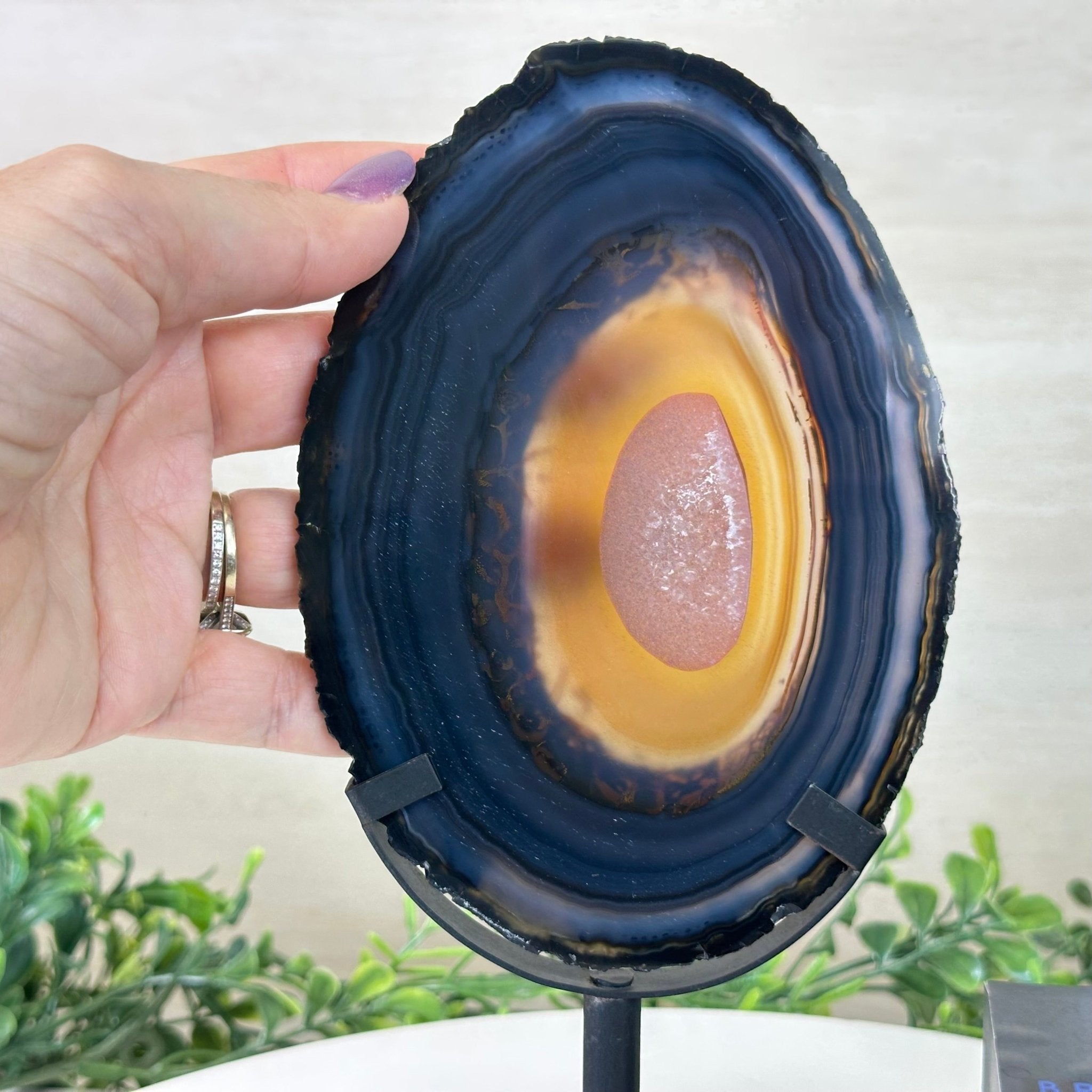 Natural Brazilian Agate Slice on a Metal Stand, 9.25" Tall #5067NA - 019 - Brazil GemsBrazil GemsNatural Brazilian Agate Slice on a Metal Stand, 9.25" Tall #5067NA - 019Slices on Fixed Bases5067NA - 019