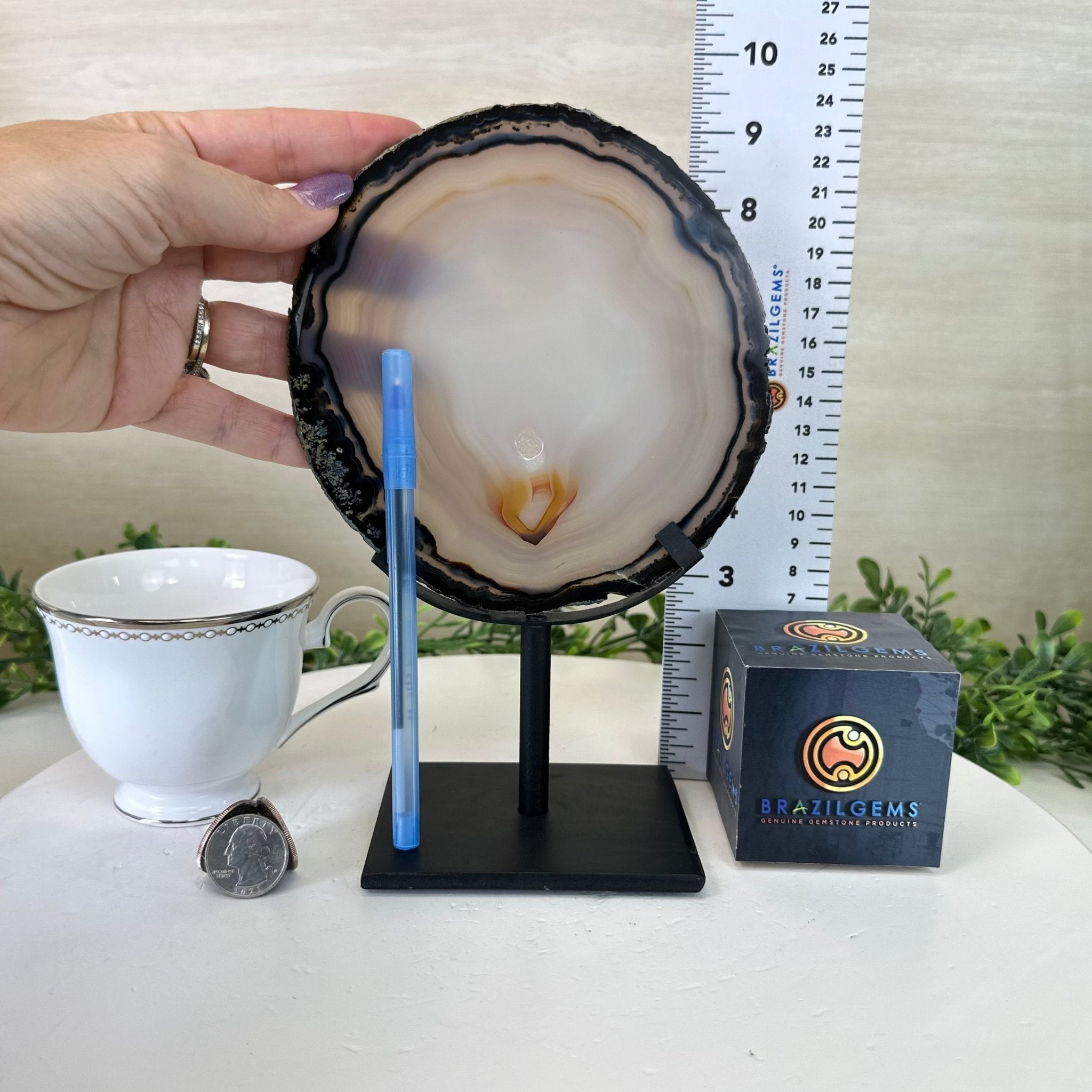 Natural Brazilian Agate Slice on a Metal Stand, 9.25" Tall #5067NA - 021 - Brazil GemsBrazil GemsNatural Brazilian Agate Slice on a Metal Stand, 9.25" Tall #5067NA - 021Slices on Fixed Bases5067NA - 021