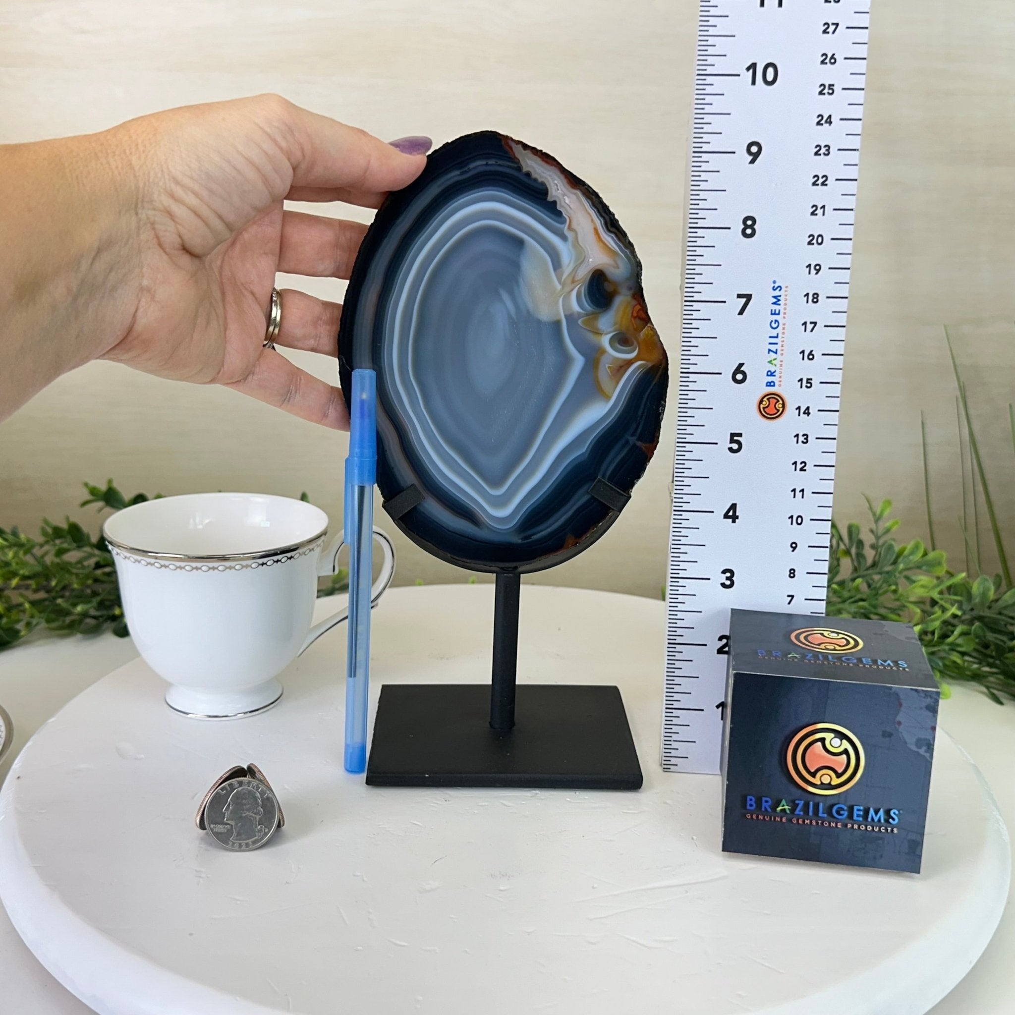 Natural Brazilian Agate Slice on a Metal Stand, 9.25" Tall #5067NA - 022 - Brazil GemsBrazil GemsNatural Brazilian Agate Slice on a Metal Stand, 9.25" Tall #5067NA - 022Slices on Fixed Bases5067NA - 022