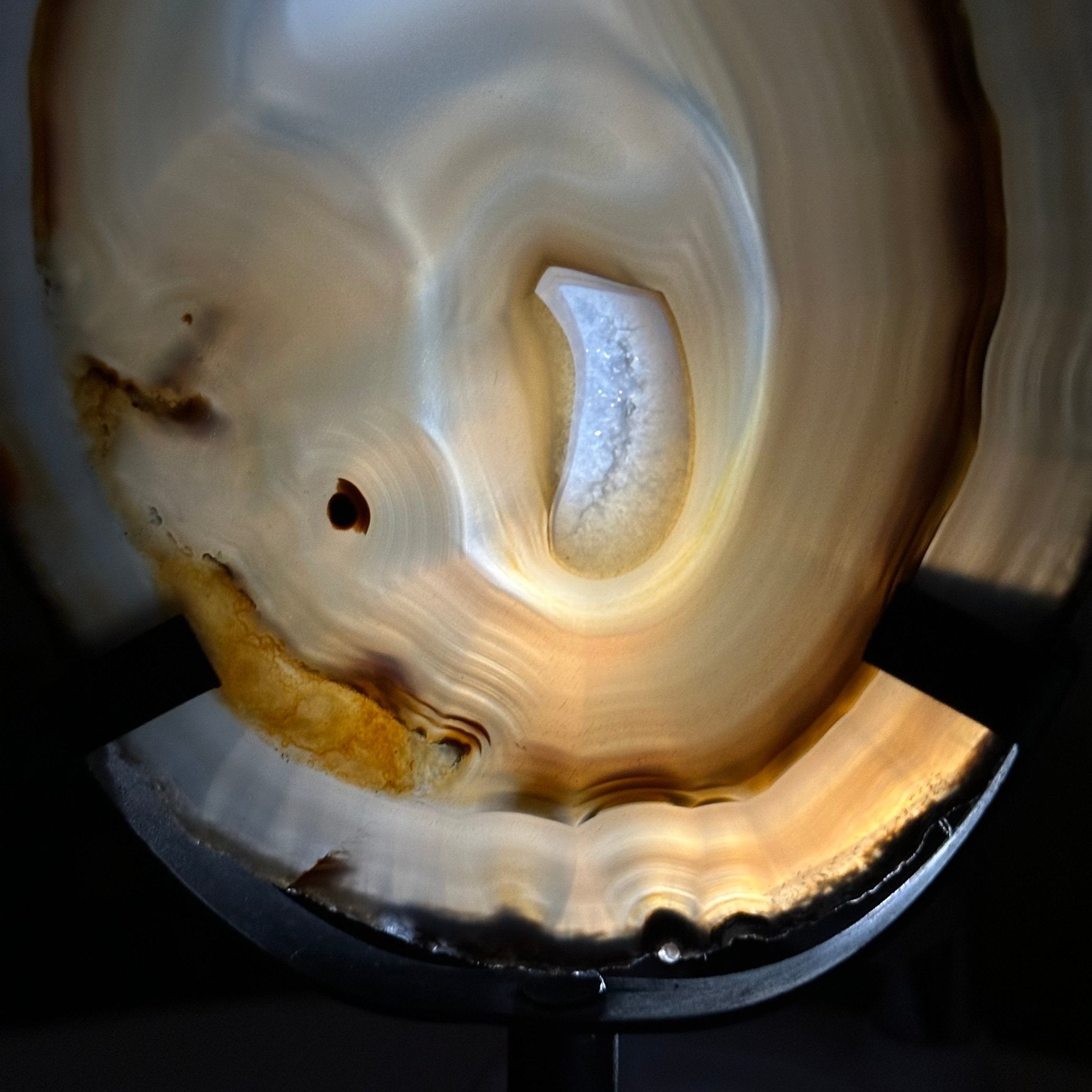 Natural Brazilian Agate Slice on a Metal Stand, 9.5" Tall #5067NA - 017 - Brazil GemsBrazil GemsNatural Brazilian Agate Slice on a Metal Stand, 9.5" Tall #5067NA - 017Slices on Fixed Bases5067NA - 017