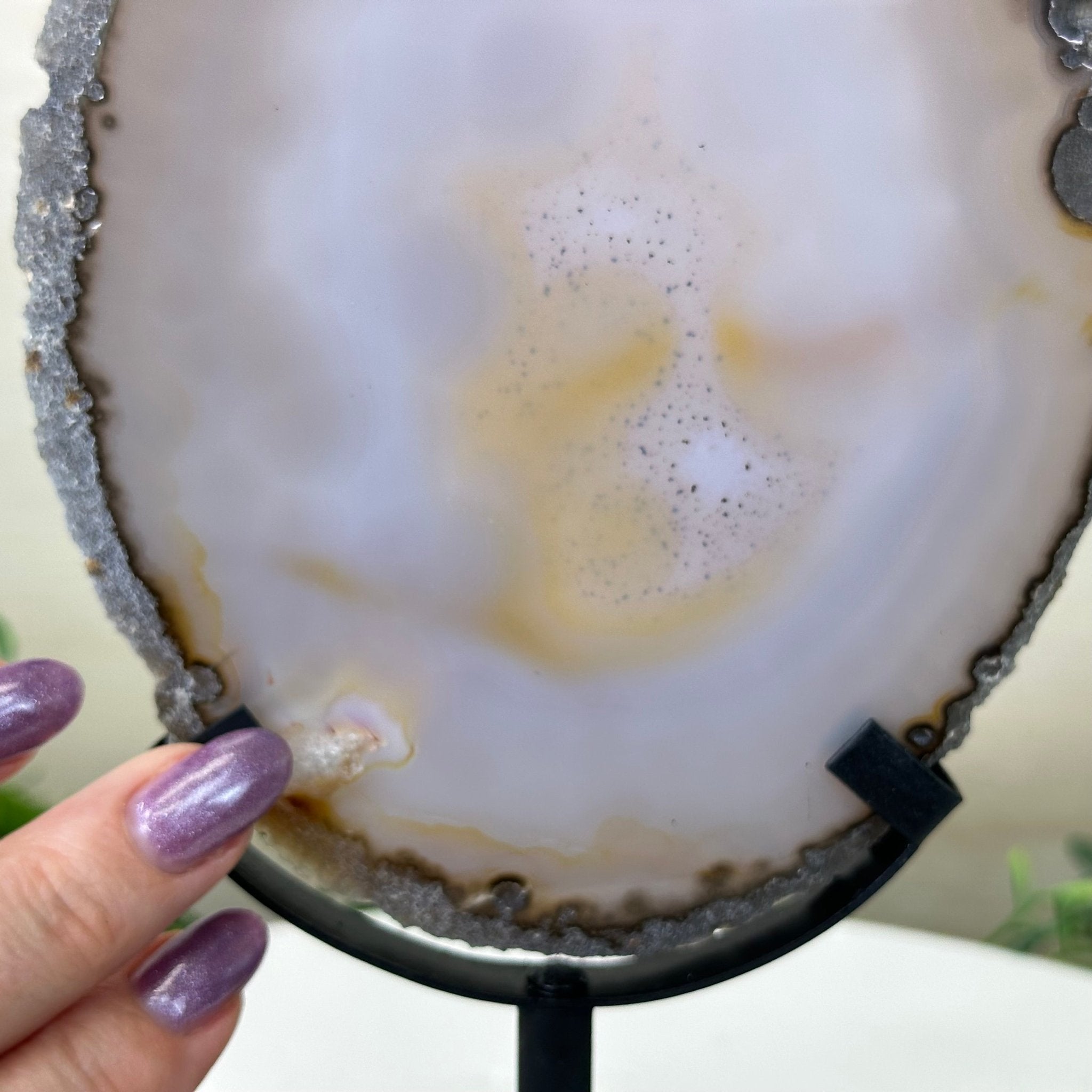 Natural Brazilian Agate Slice on a Metal Stand, 9.5" Tall #5067NA - 030 - Brazil GemsBrazil GemsNatural Brazilian Agate Slice on a Metal Stand, 9.5" Tall #5067NA - 030Slices on Fixed Bases5067NA - 030