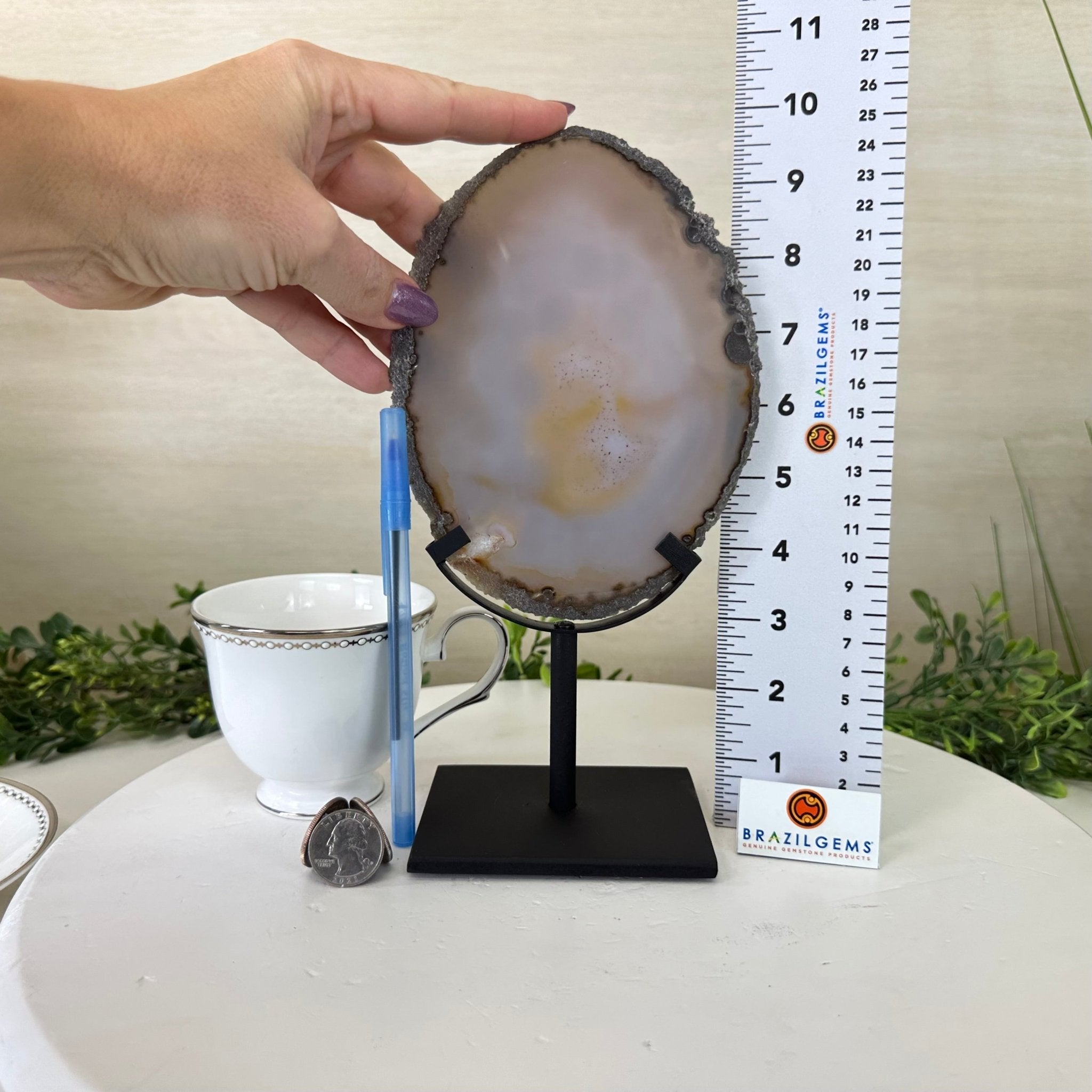 Natural Brazilian Agate Slice on a Metal Stand, 9.5" Tall #5067NA - 030 - Brazil GemsBrazil GemsNatural Brazilian Agate Slice on a Metal Stand, 9.5" Tall #5067NA - 030Slices on Fixed Bases5067NA - 030