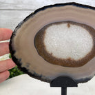 Natural Brazilian Agate Slice on metal base, 8" tall Model #5057-0109 by Brazil Gems - Brazil GemsBrazil GemsNatural Brazilian Agate Slice on metal base, 8" tall Model #5057-0109 by Brazil GemsSlices on Fixed Bases5057-0109