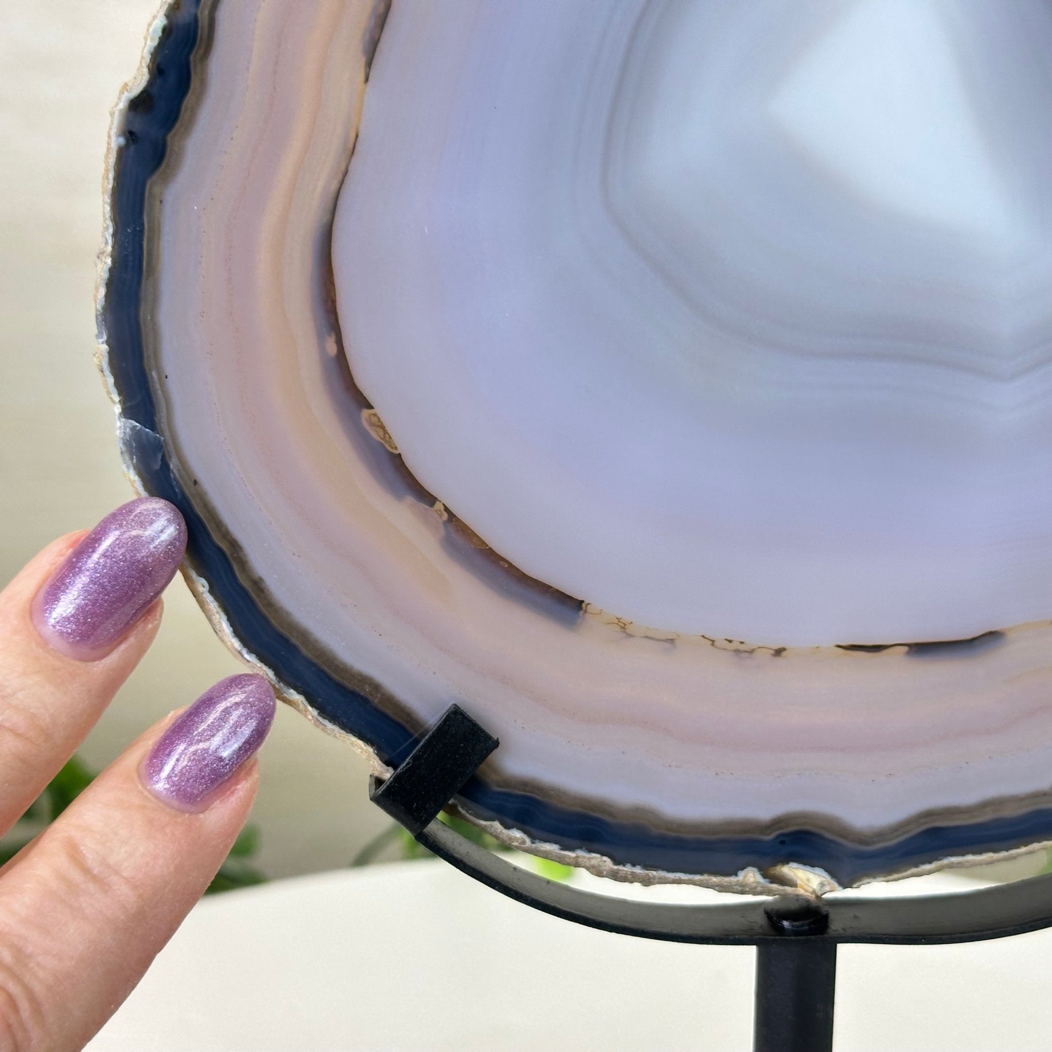 Natural Brazilian Agate Slice on Metal Stand, 10" Tall #5067NA - 040 - Brazil GemsBrazil GemsNatural Brazilian Agate Slice on Metal Stand, 10" Tall #5067NA - 040Slices on Fixed Bases5067NA - 040