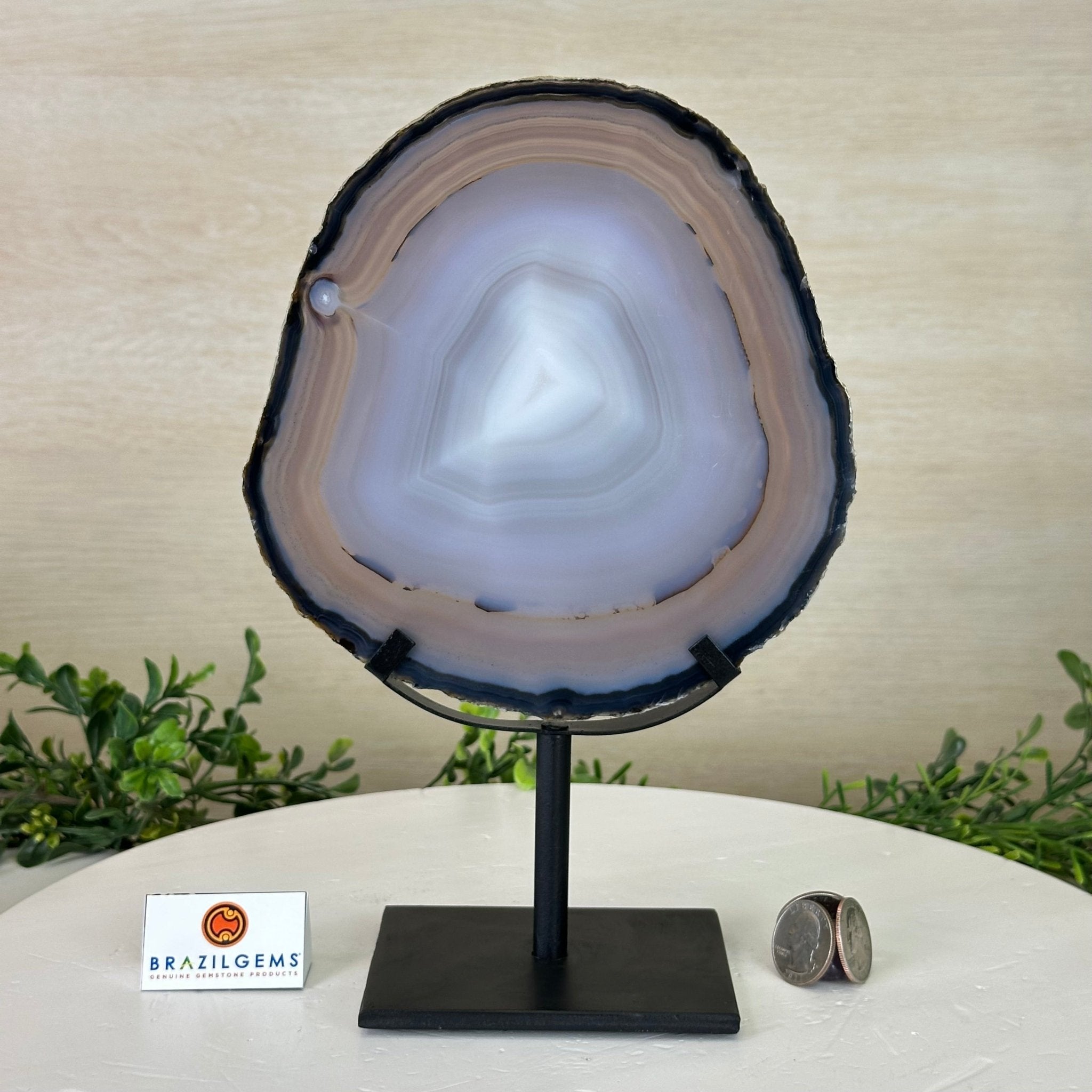 Natural Brazilian Agate Slice on Metal Stand, 10" Tall #5067NA - 040 - Brazil GemsBrazil GemsNatural Brazilian Agate Slice on Metal Stand, 10" Tall #5067NA - 040Slices on Fixed Bases5067NA - 040