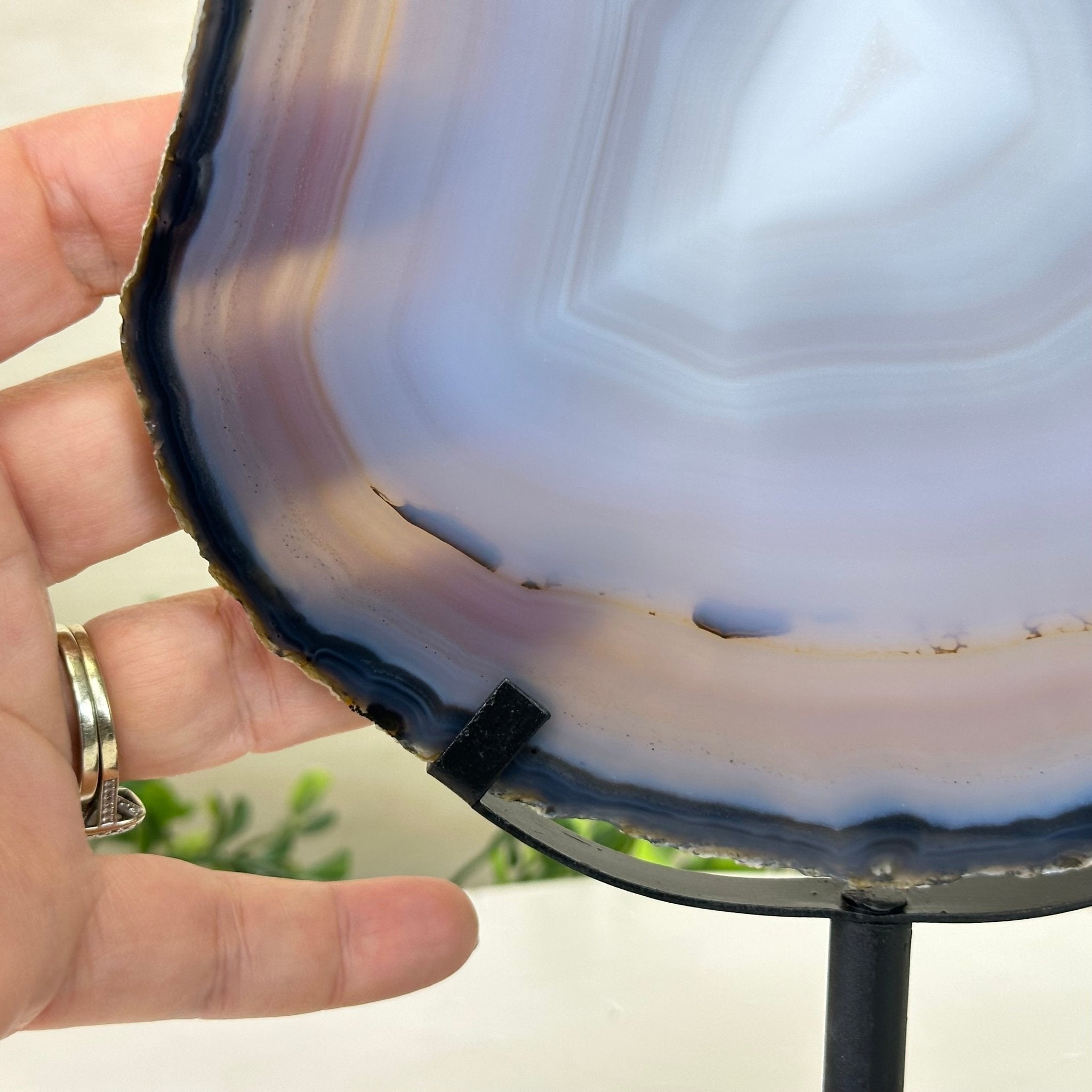 Natural Brazilian Agate Slice on Metal Stand, 10" Tall #5067NA - 040 - Brazil GemsBrazil GemsNatural Brazilian Agate Slice on Metal Stand, 10" Tall #5067NA - 040Slices on Fixed Bases5067NA - 040