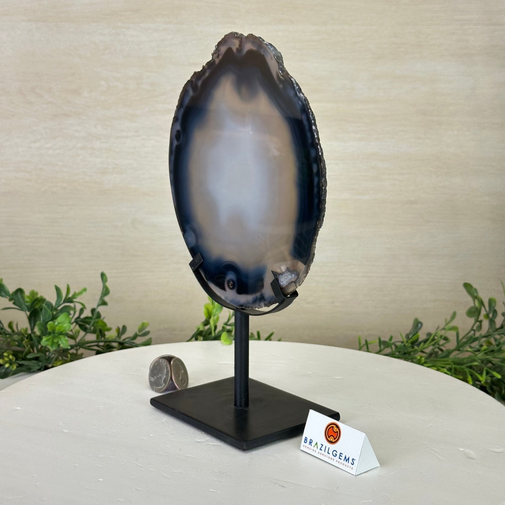 Natural Brazilian Agate Slice on Metal Stand, 10" Tall #5067NA - 045 - Brazil GemsBrazil GemsNatural Brazilian Agate Slice on Metal Stand, 10" Tall #5067NA - 045Slices on Fixed Bases5067NA - 045