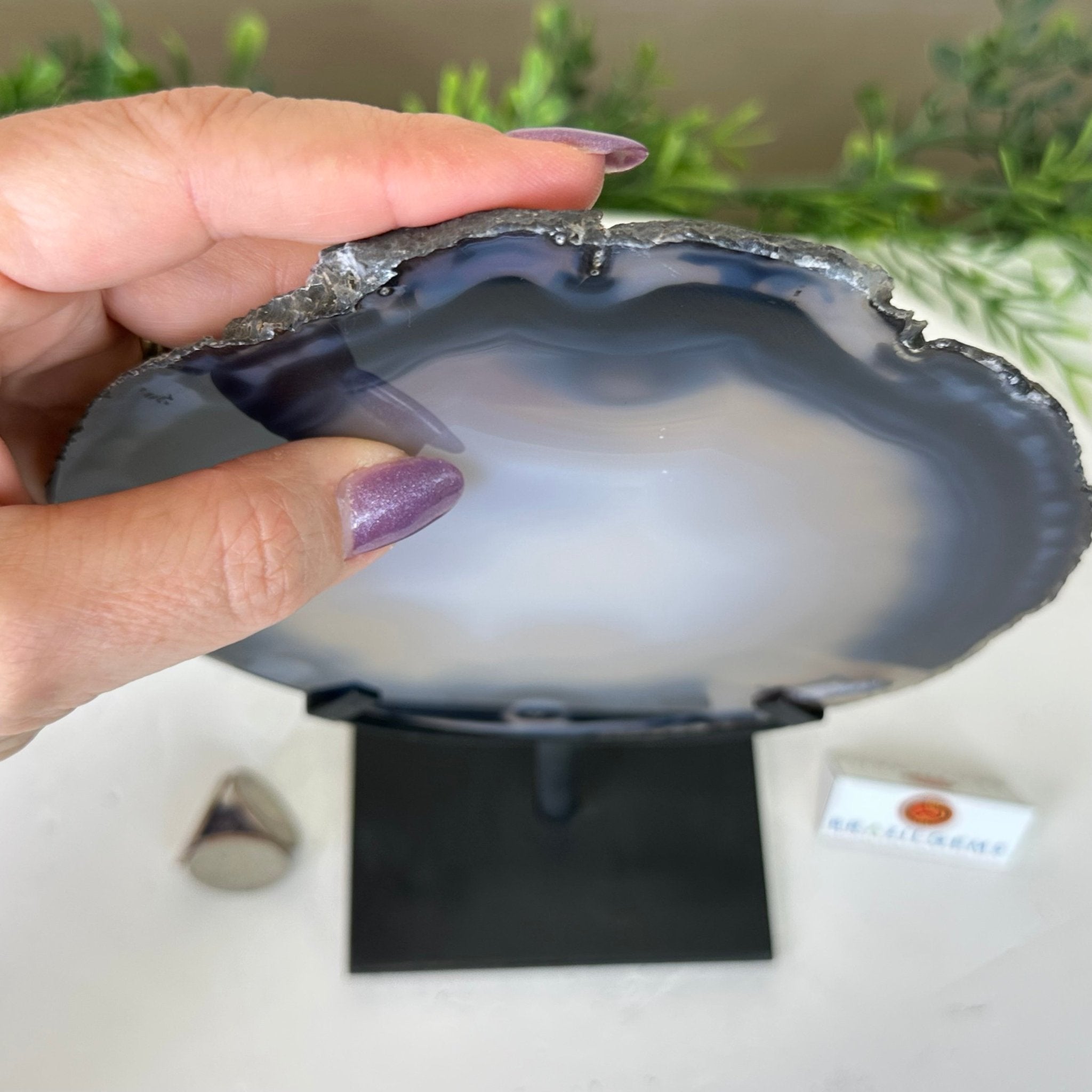 Natural Brazilian Agate Slice on Metal Stand, 10" Tall #5067NA - 045 - Brazil GemsBrazil GemsNatural Brazilian Agate Slice on Metal Stand, 10" Tall #5067NA - 045Slices on Fixed Bases5067NA - 045