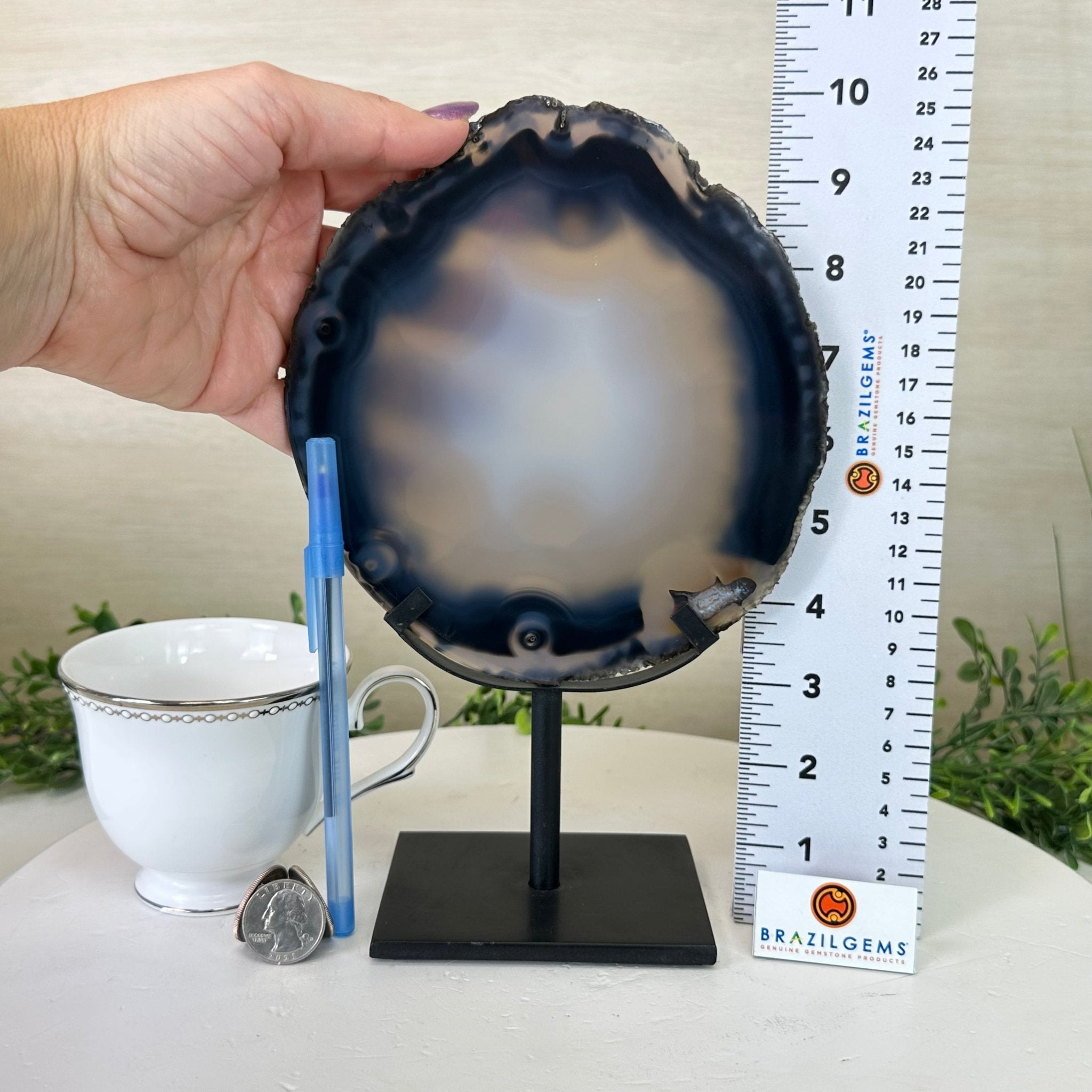 Natural Brazilian Agate Slice on Metal Stand, 10" Tall #5067NA - 045 - Brazil GemsBrazil GemsNatural Brazilian Agate Slice on Metal Stand, 10" Tall #5067NA - 045Slices on Fixed Bases5067NA - 045