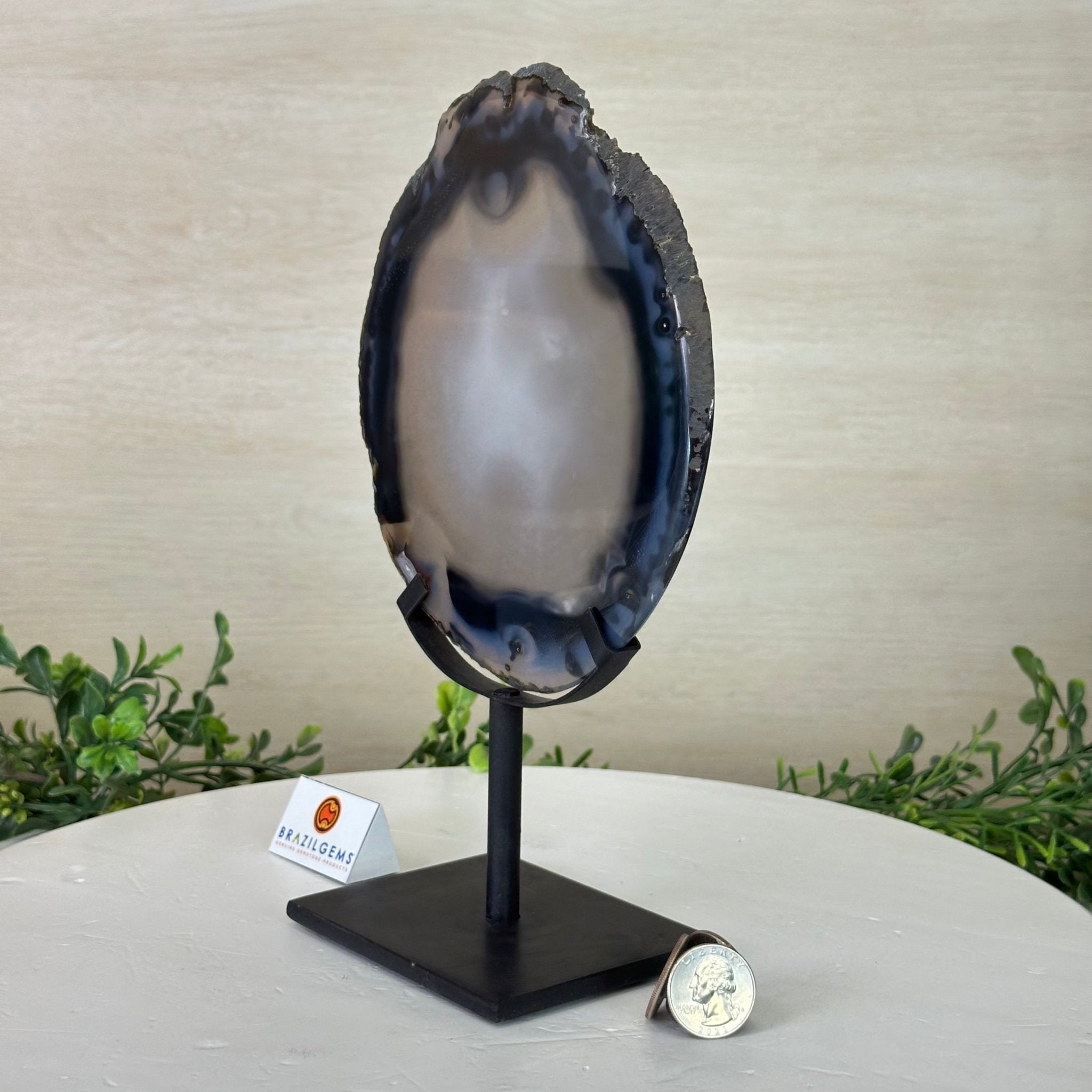 Natural Brazilian Agate Slice on Metal Stand, 10" Tall #5067NA - 045 - Brazil GemsBrazil GemsNatural Brazilian Agate Slice on Metal Stand, 10" Tall #5067NA - 045Slices on Fixed Bases5067NA - 045