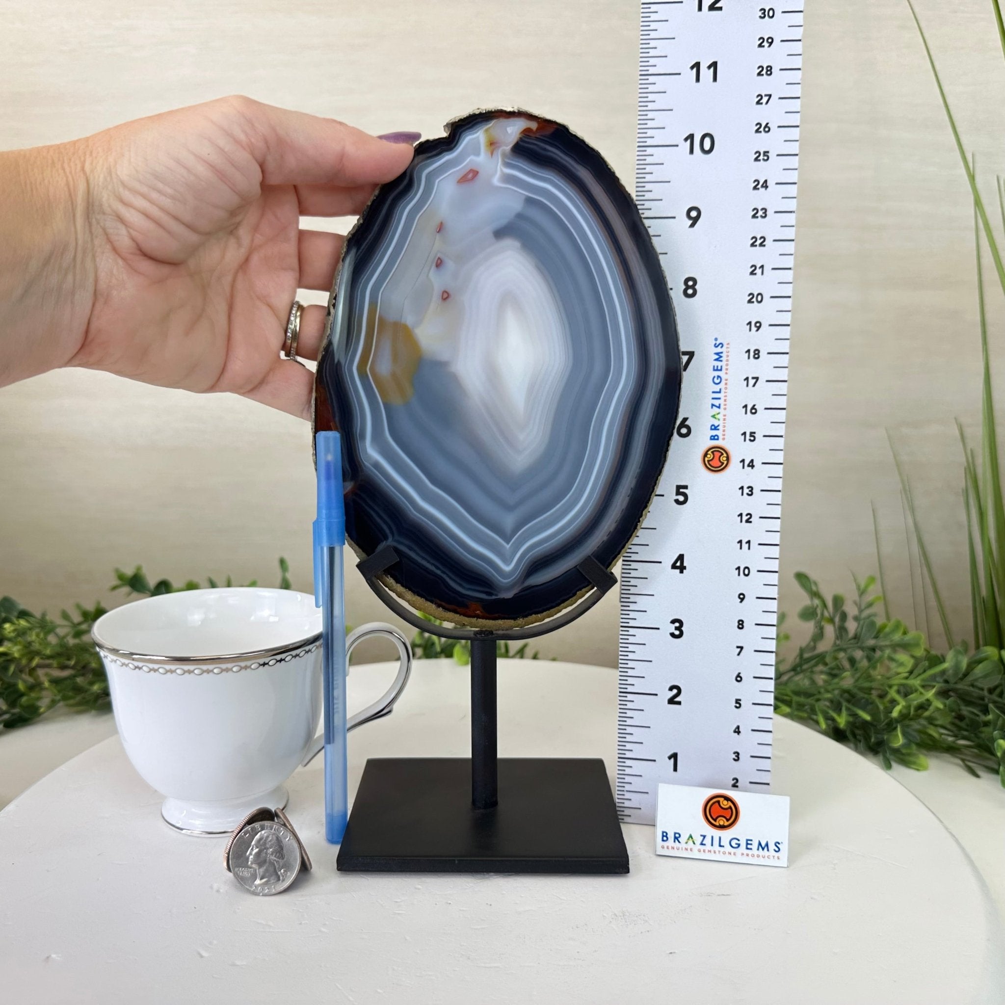 Natural Brazilian Agate Slice on Metal Stand, 10.5" Tall #5067NA - 039 - Brazil GemsBrazil GemsNatural Brazilian Agate Slice on Metal Stand, 10.5" Tall #5067NA - 039Slices on Fixed Bases5067NA - 039