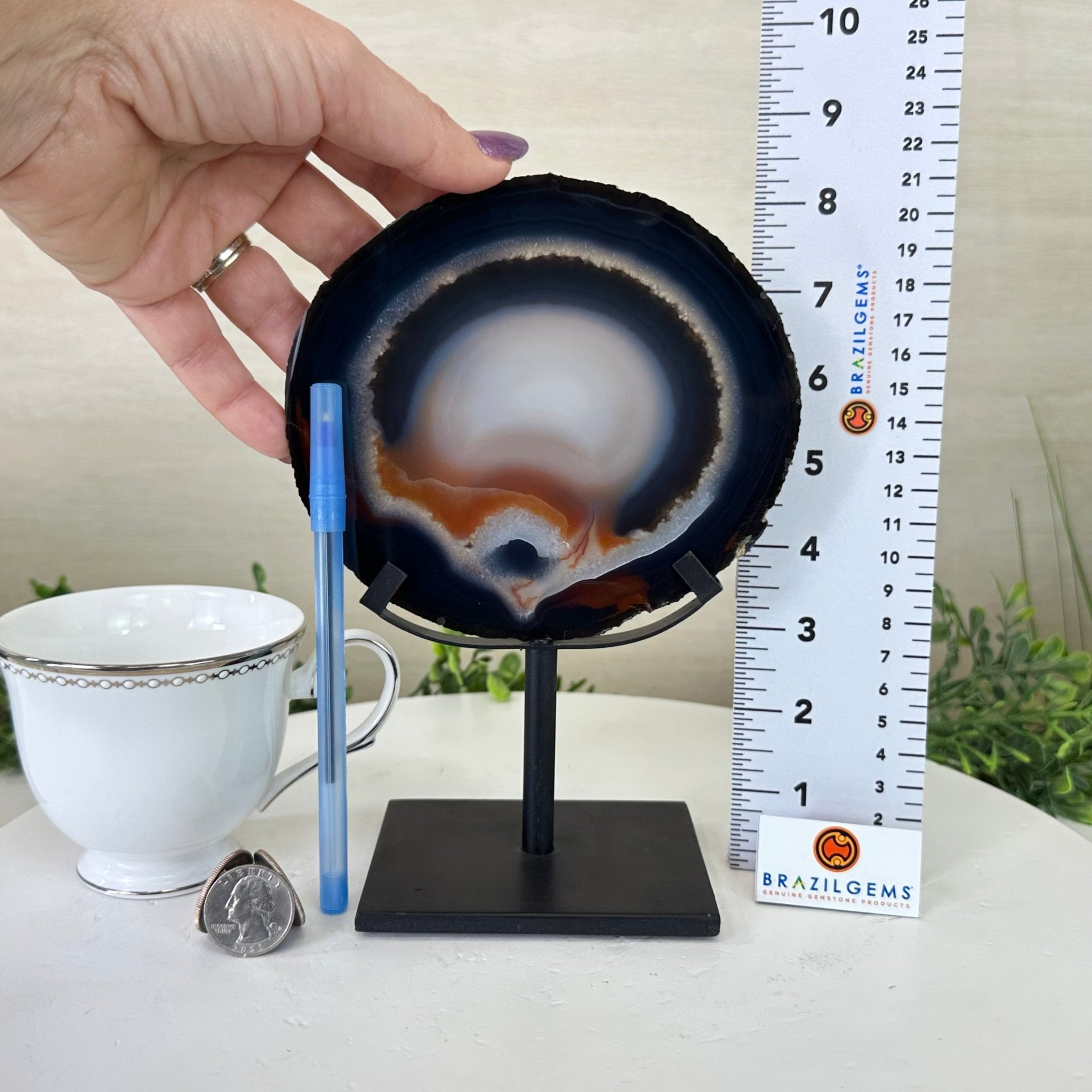 Natural Brazilian Agate Slice on Metal Stand, 8.5" Tall #5067NA - 031 - Brazil GemsBrazil GemsNatural Brazilian Agate Slice on Metal Stand, 8.5" Tall #5067NA - 031Slices on Fixed Bases5067NA - 031