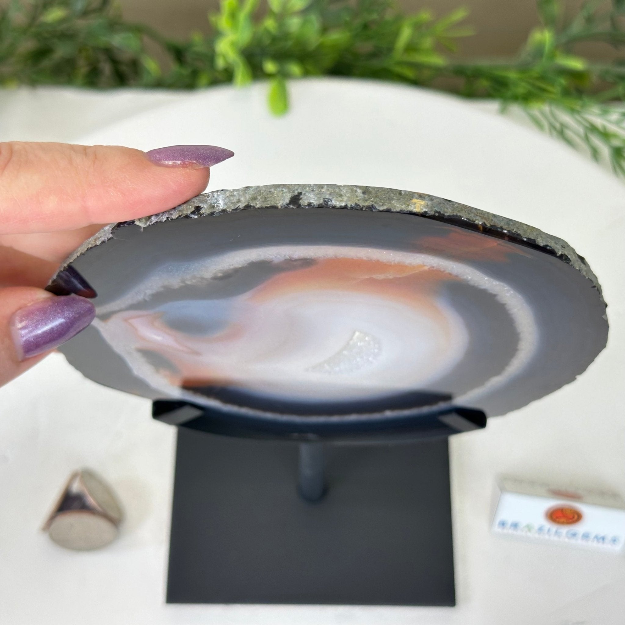 Natural Brazilian Agate Slice on Metal Stand, 9.1" Tall #5067NA - 035 - Brazil GemsBrazil GemsNatural Brazilian Agate Slice on Metal Stand, 9.1" Tall #5067NA - 035Slices on Fixed Bases5067NA - 035