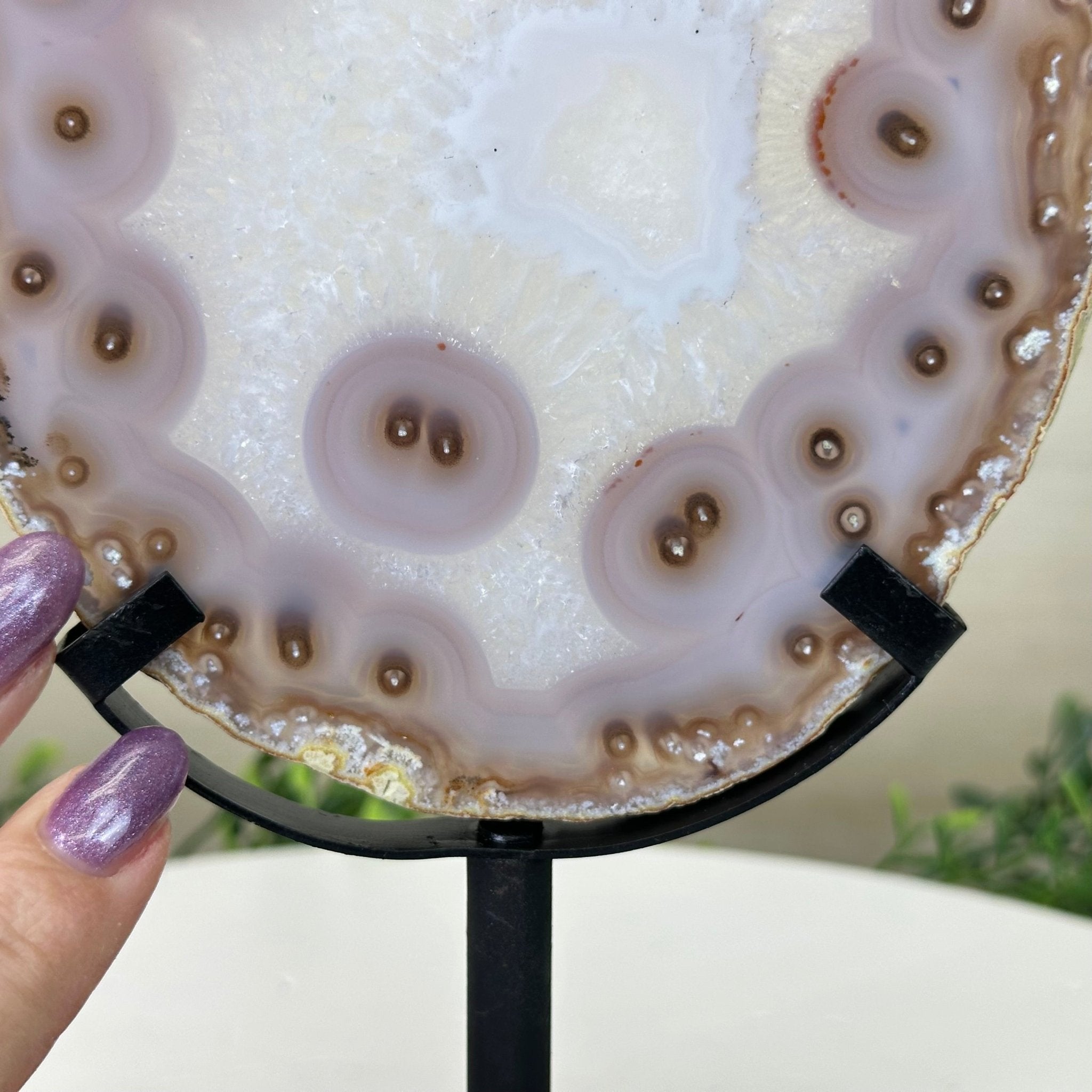 Natural Brazilian Agate Slice on Metal Stand, 9.25" Tall #5067NA - 025 - Brazil GemsBrazil GemsNatural Brazilian Agate Slice on Metal Stand, 9.25" Tall #5067NA - 025Slices on Fixed Bases5067NA - 025