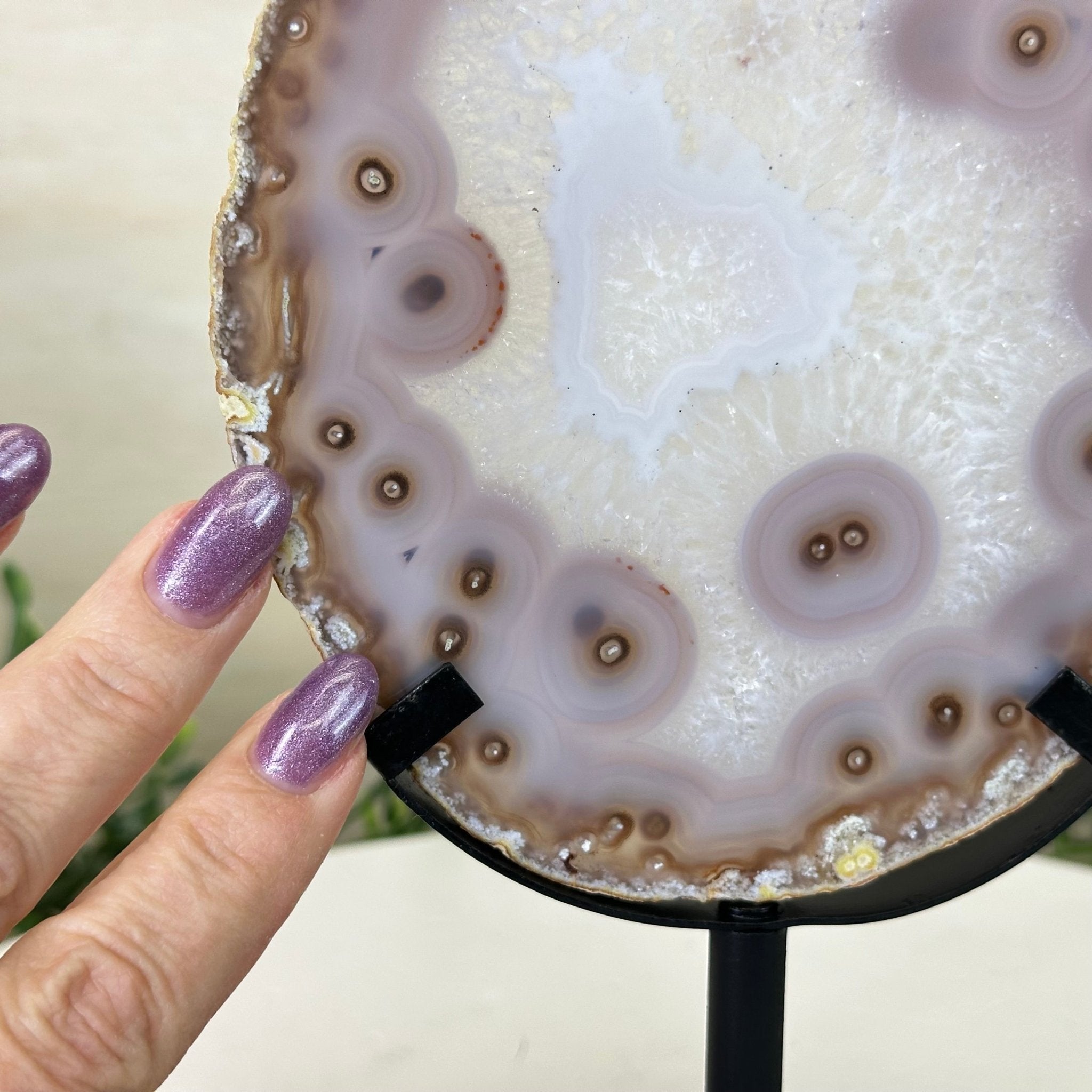 Natural Brazilian Agate Slice on Metal Stand, 9.25" Tall #5067NA - 025 - Brazil GemsBrazil GemsNatural Brazilian Agate Slice on Metal Stand, 9.25" Tall #5067NA - 025Slices on Fixed Bases5067NA - 025