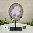 Natural Brazilian Agate Slice on Metal Stand, 9.25" Tall #5067NA - 025 - Brazil GemsBrazil GemsNatural Brazilian Agate Slice on Metal Stand, 9.25" Tall #5067NA - 025Slices on Fixed Bases5067NA - 025