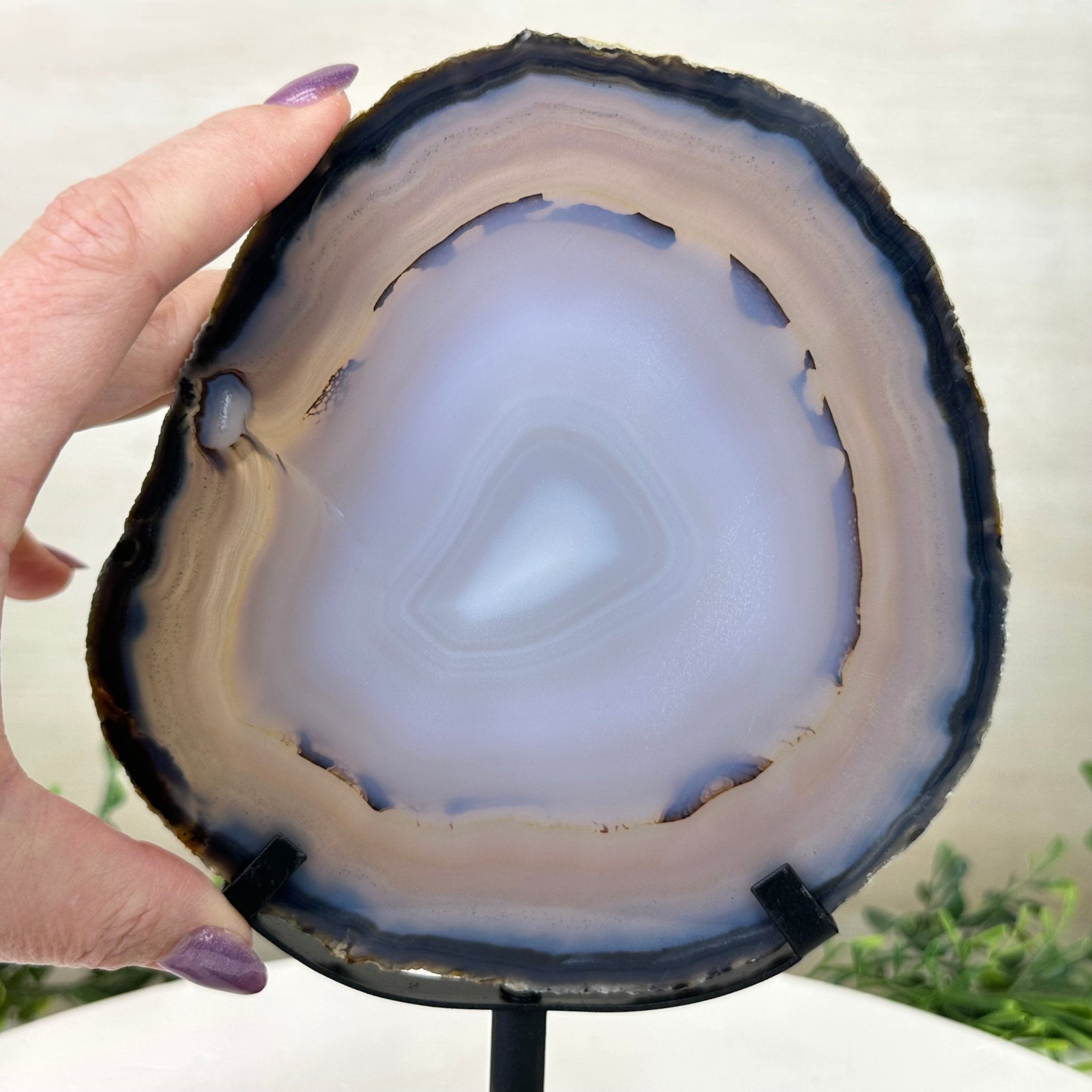 Natural Brazilian Agate Slice on Metal Stand, 9.25" Tall #5067NA - 027 - Brazil GemsBrazil GemsNatural Brazilian Agate Slice on Metal Stand, 9.25" Tall #5067NA - 027Slices on Fixed Bases5067NA - 027