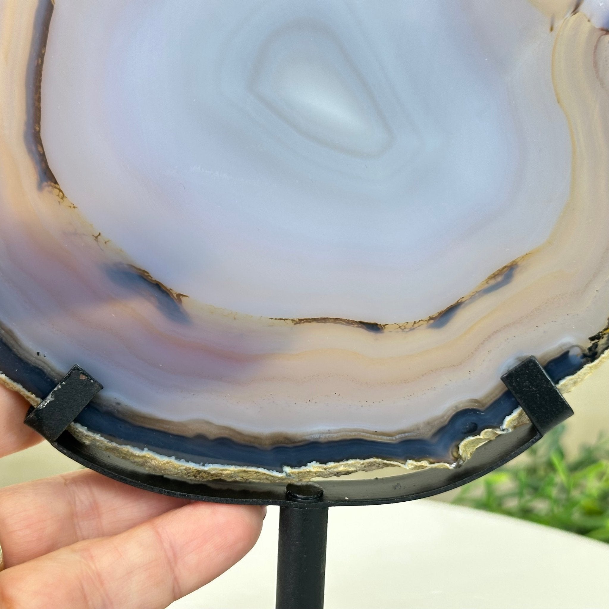 Natural Brazilian Agate Slice on Metal Stand, 9.25" Tall #5067NA - 027 - Brazil GemsBrazil GemsNatural Brazilian Agate Slice on Metal Stand, 9.25" Tall #5067NA - 027Slices on Fixed Bases5067NA - 027