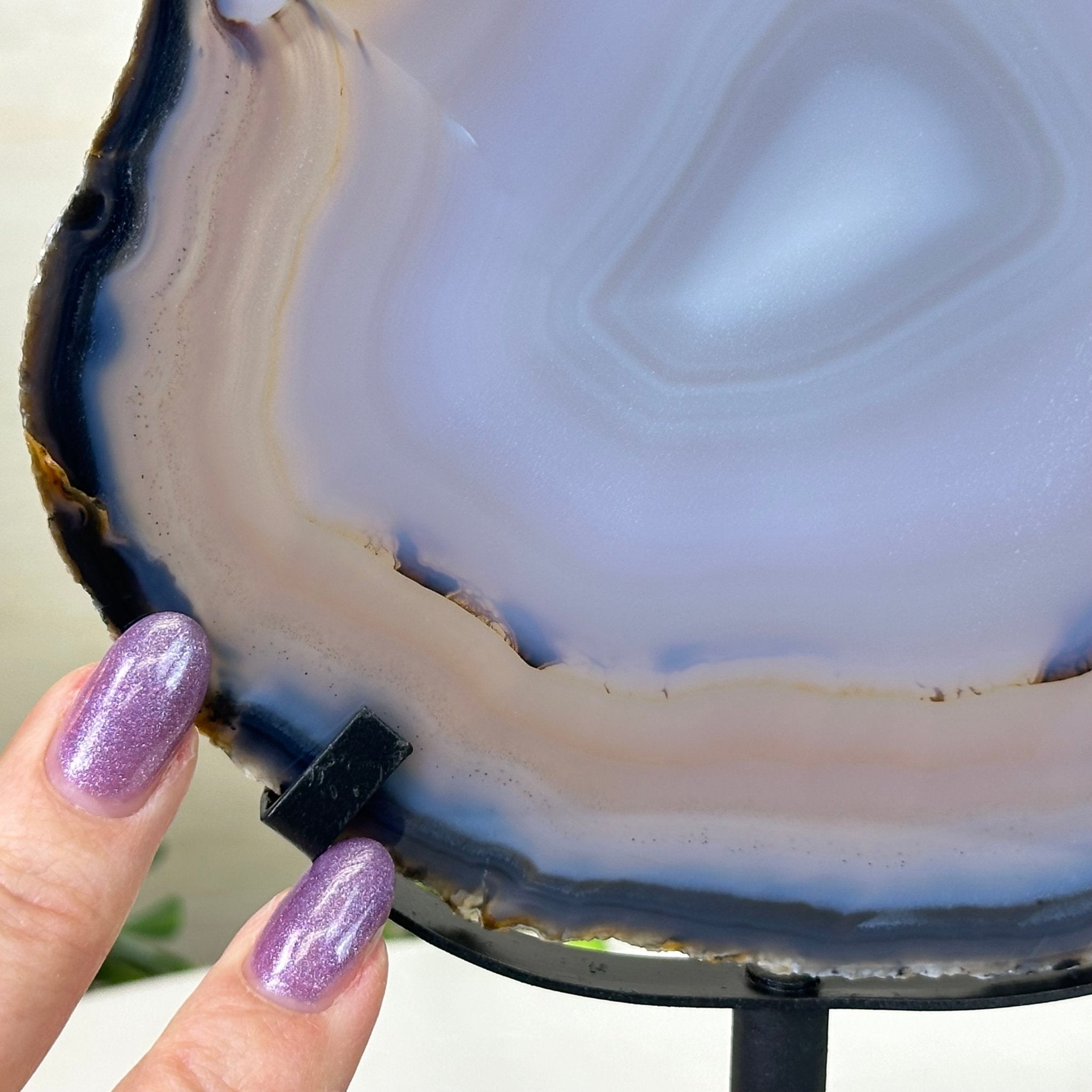 Natural Brazilian Agate Slice on Metal Stand, 9.25" Tall #5067NA - 027 - Brazil GemsBrazil GemsNatural Brazilian Agate Slice on Metal Stand, 9.25" Tall #5067NA - 027Slices on Fixed Bases5067NA - 027