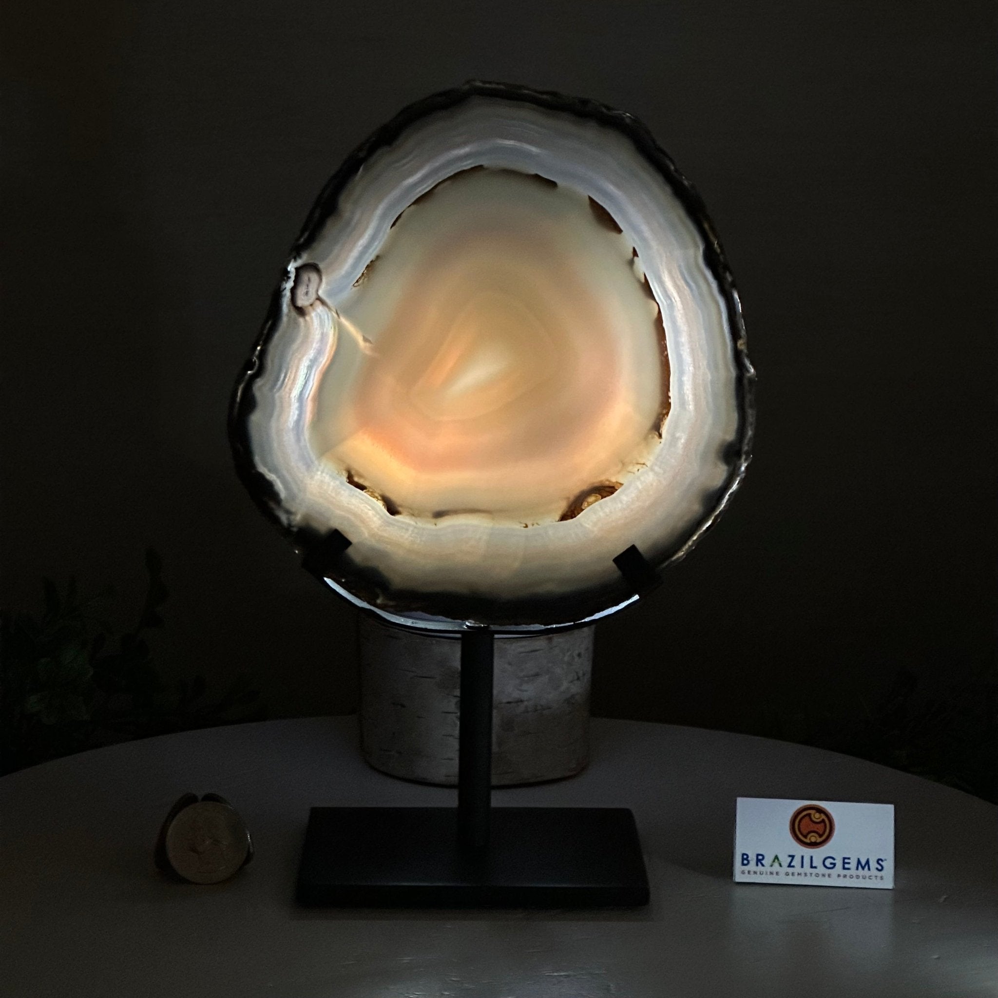 Natural Brazilian Agate Slice on Metal Stand, 9.25" Tall #5067NA - 027 - Brazil GemsBrazil GemsNatural Brazilian Agate Slice on Metal Stand, 9.25" Tall #5067NA - 027Slices on Fixed Bases5067NA - 027