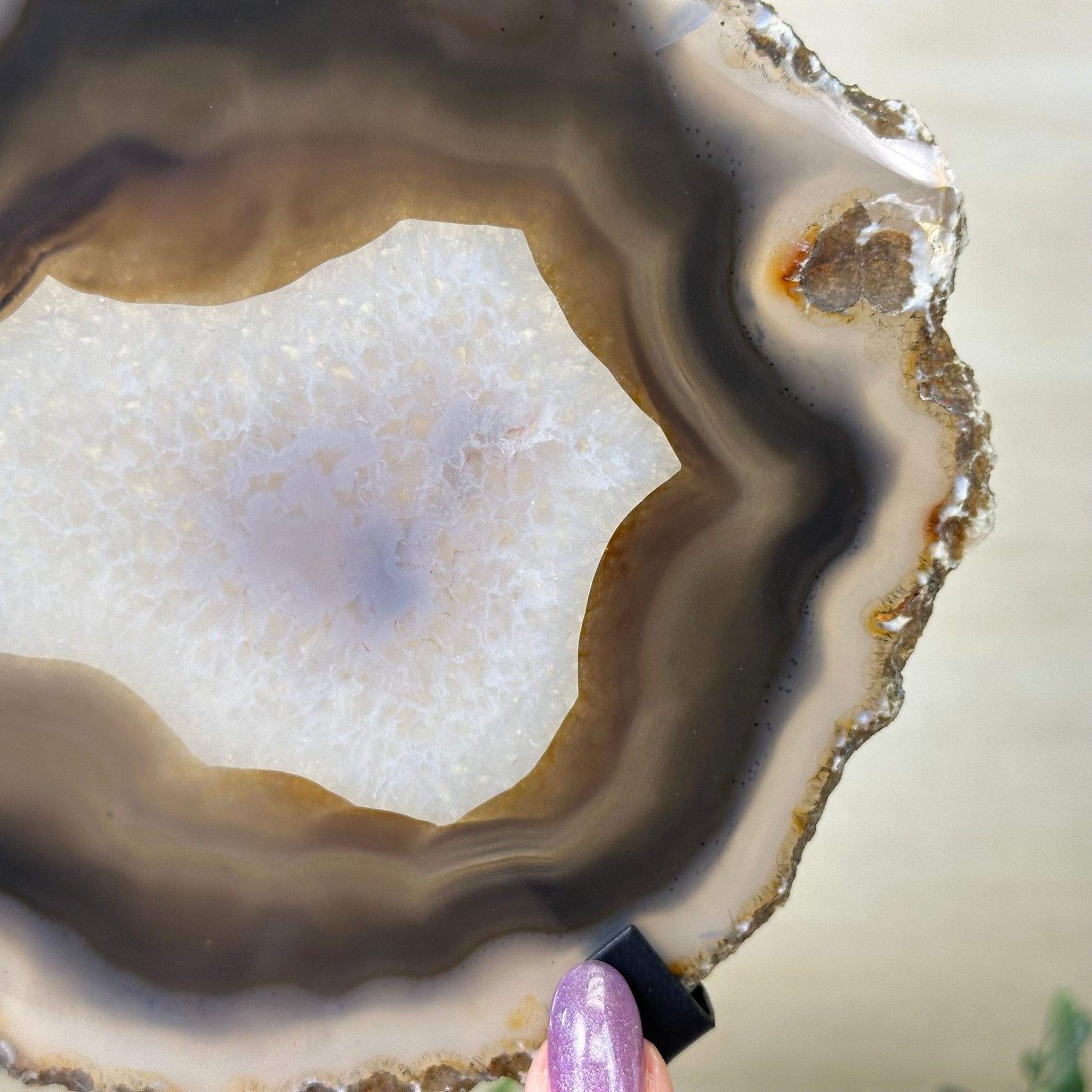 Natural Brazilian Agate Slice on Metal Stand, 9.25" Tall #5067NA - 034 - Brazil GemsBrazil GemsNatural Brazilian Agate Slice on Metal Stand, 9.25" Tall #5067NA - 034Slices on Fixed Bases5067NA - 034