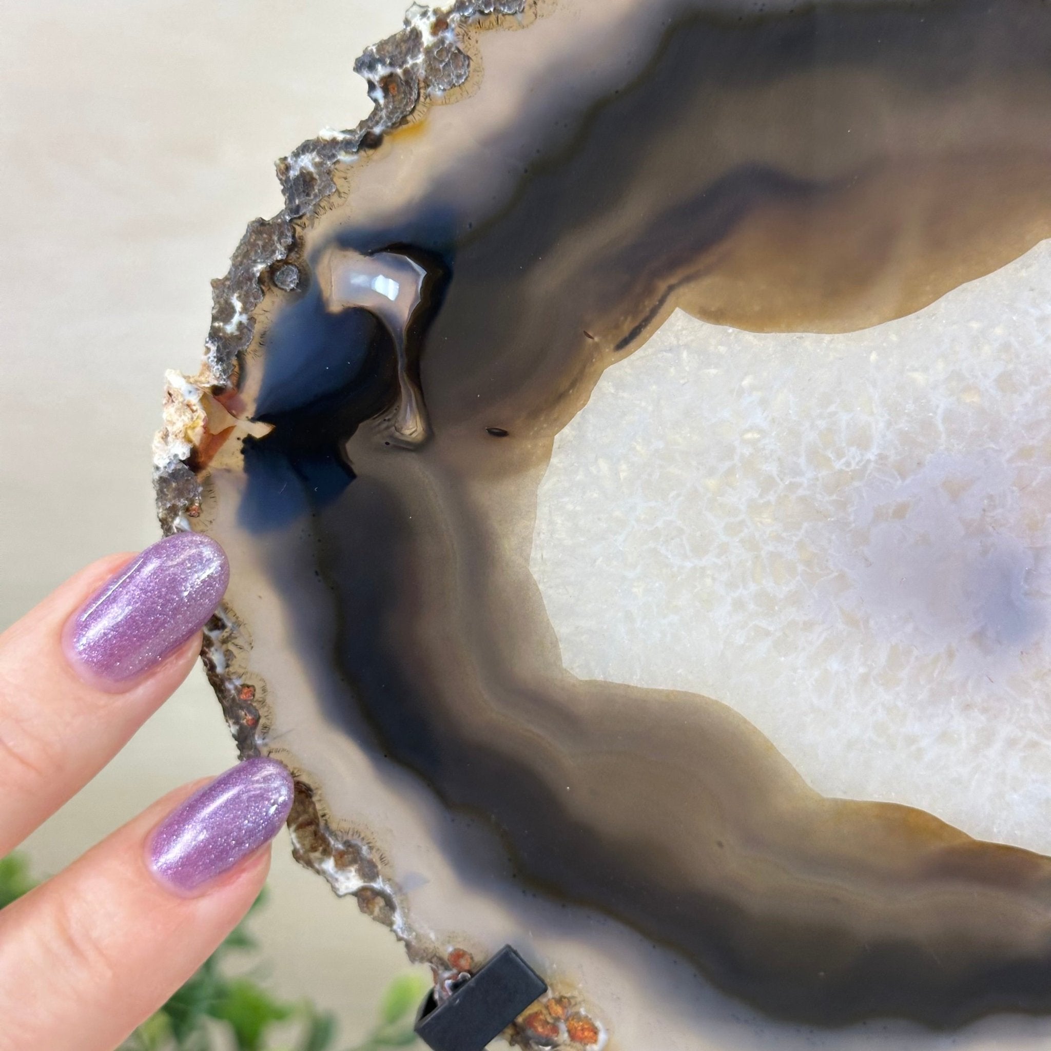 Natural Brazilian Agate Slice on Metal Stand, 9.25" Tall #5067NA - 034 - Brazil GemsBrazil GemsNatural Brazilian Agate Slice on Metal Stand, 9.25" Tall #5067NA - 034Slices on Fixed Bases5067NA - 034