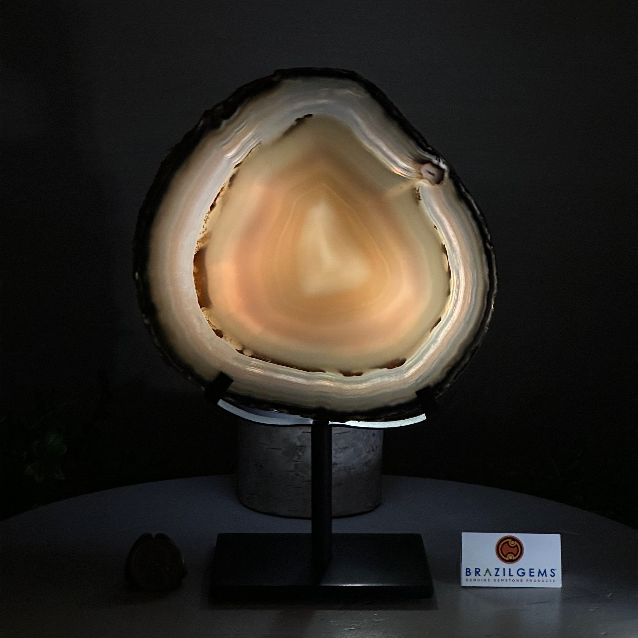 Natural Brazilian Agate Slice on Metal Stand, 9.3" Tall #5067NA - 043 - Brazil GemsBrazil GemsNatural Brazilian Agate Slice on Metal Stand, 9.3" Tall #5067NA - 043Slices on Fixed Bases5067NA - 043