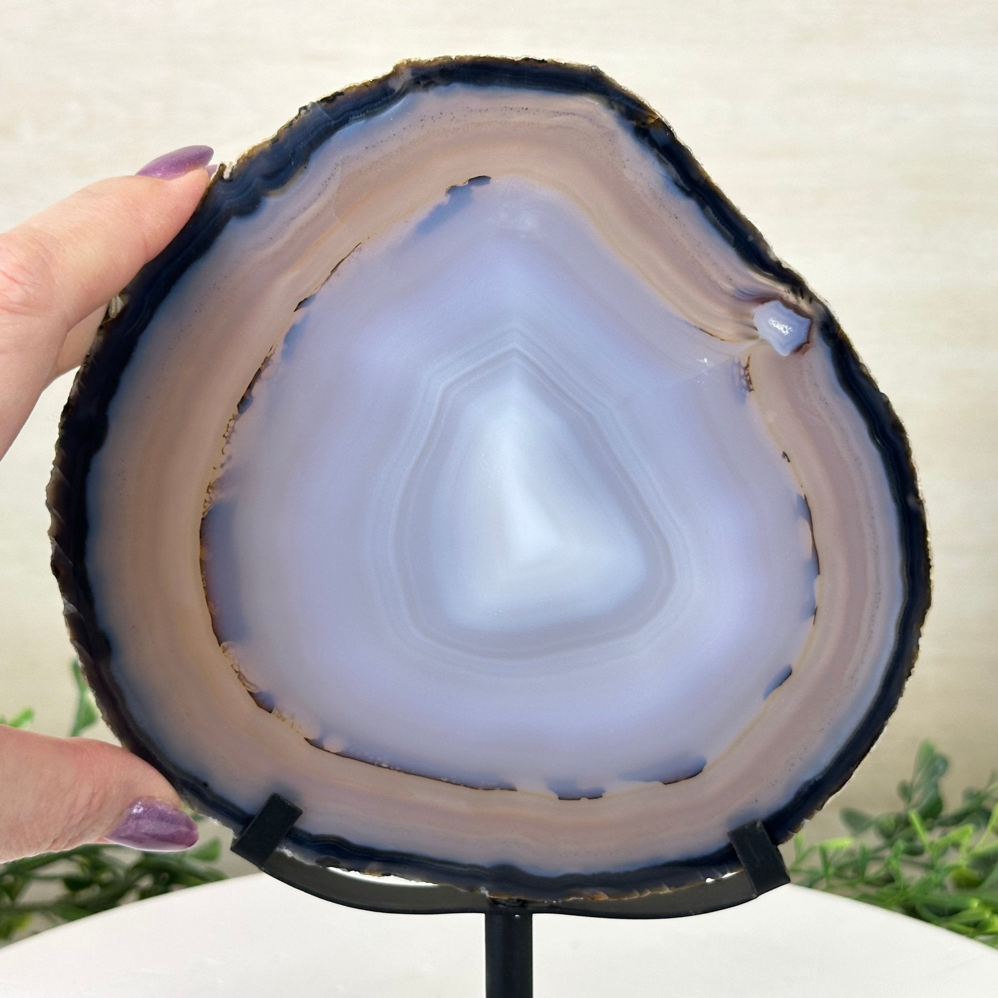 Natural Brazilian Agate Slice on Metal Stand, 9.3" Tall #5067NA - 043 - Brazil GemsBrazil GemsNatural Brazilian Agate Slice on Metal Stand, 9.3" Tall #5067NA - 043Slices on Fixed Bases5067NA - 043