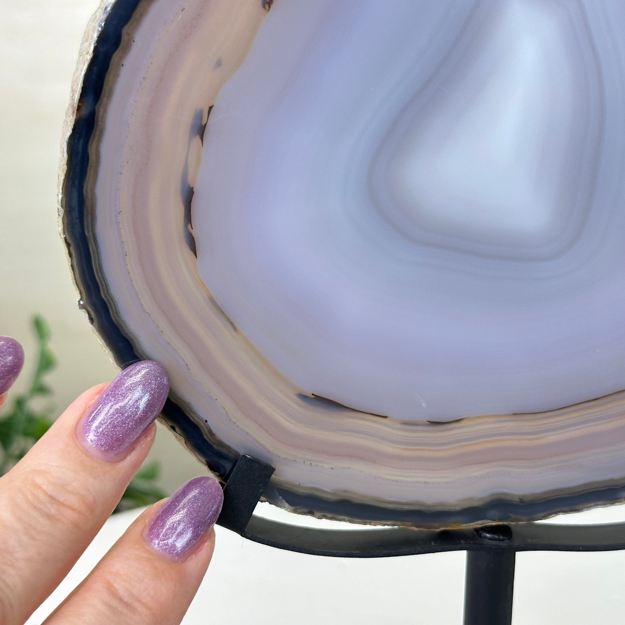 Natural Brazilian Agate Slice on Metal Stand, 9.3" Tall #5067NA - 043 - Brazil GemsBrazil GemsNatural Brazilian Agate Slice on Metal Stand, 9.3" Tall #5067NA - 043Slices on Fixed Bases5067NA - 043