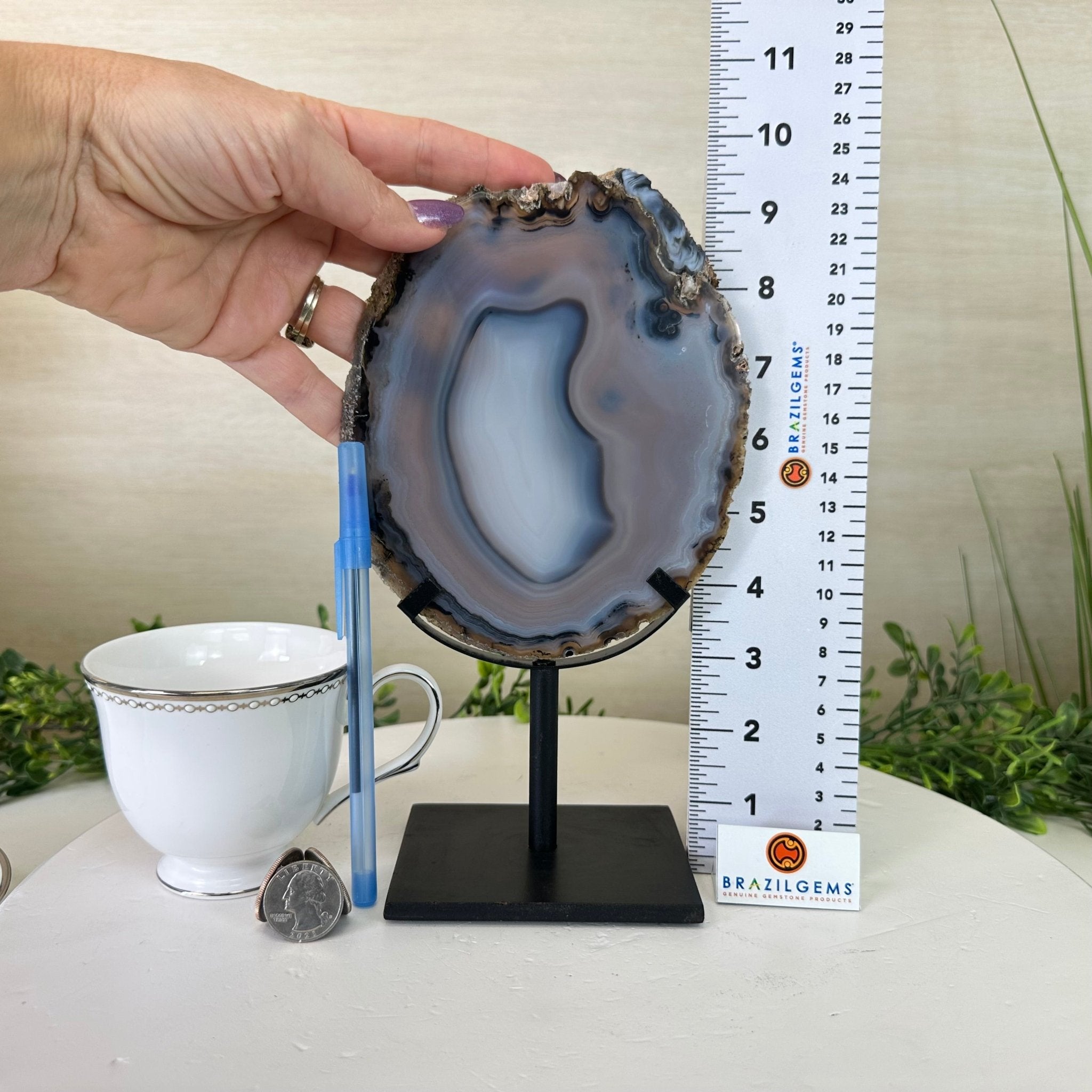 Natural Brazilian Agate Slice on Metal Stand, 9.4" Tall #5067NA - 041 - Brazil GemsBrazil GemsNatural Brazilian Agate Slice on Metal Stand, 9.4" Tall #5067NA - 041Slices on Fixed Bases5067NA - 041