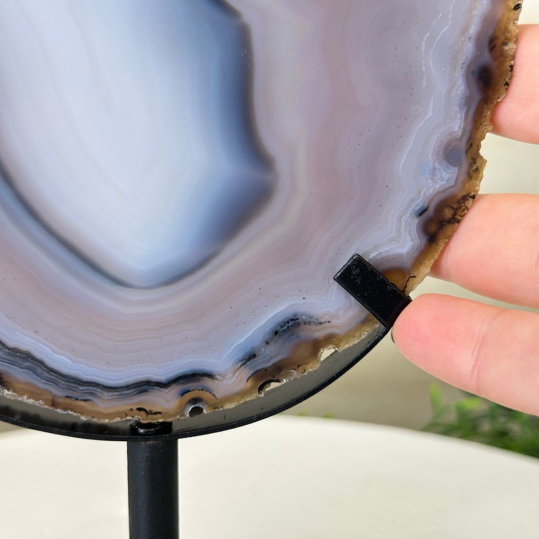 Natural Brazilian Agate Slice on Metal Stand, 9.4" Tall #5067NA - 041 - Brazil GemsBrazil GemsNatural Brazilian Agate Slice on Metal Stand, 9.4" Tall #5067NA - 041Slices on Fixed Bases5067NA - 041