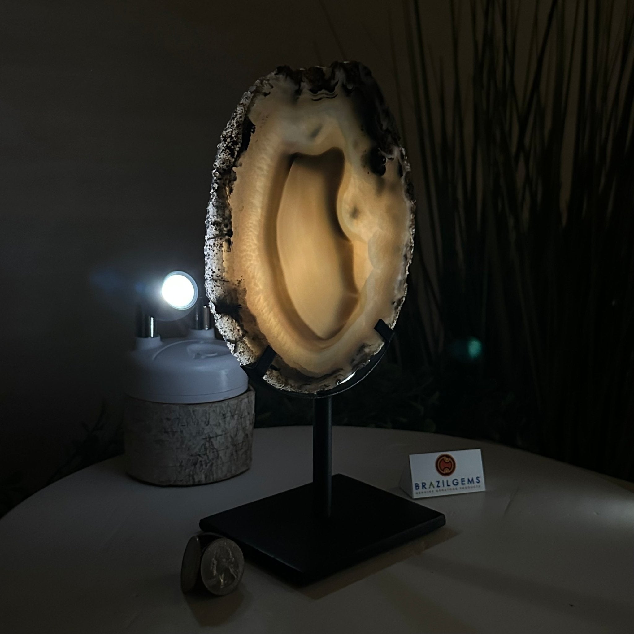 Natural Brazilian Agate Slice on Metal Stand, 9.4" Tall #5067NA - 041 - Brazil GemsBrazil GemsNatural Brazilian Agate Slice on Metal Stand, 9.4" Tall #5067NA - 041Slices on Fixed Bases5067NA - 041