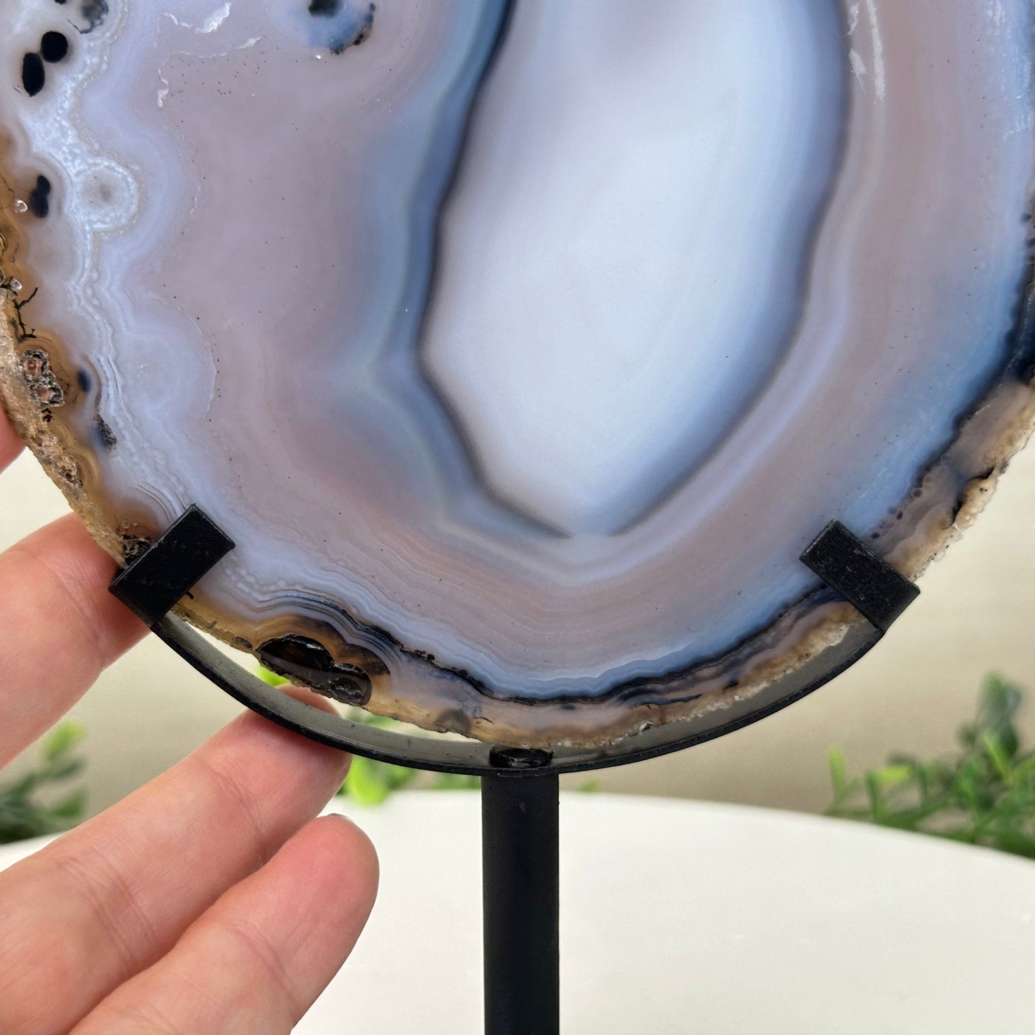 Natural Brazilian Agate Slice on Metal Stand, 9.4" Tall #5067NA - 041 - Brazil GemsBrazil GemsNatural Brazilian Agate Slice on Metal Stand, 9.4" Tall #5067NA - 041Slices on Fixed Bases5067NA - 041