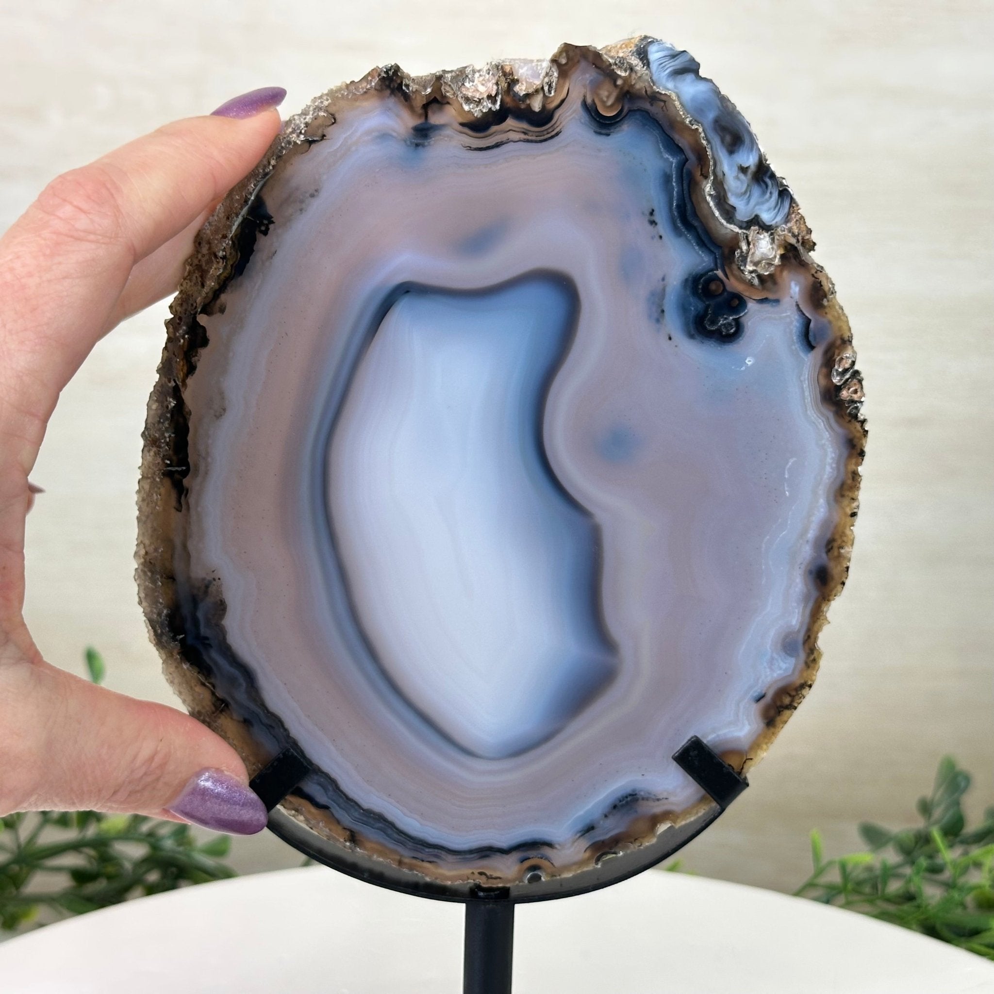 Natural Brazilian Agate Slice on Metal Stand, 9.4" Tall #5067NA - 041 - Brazil GemsBrazil GemsNatural Brazilian Agate Slice on Metal Stand, 9.4" Tall #5067NA - 041Slices on Fixed Bases5067NA - 041