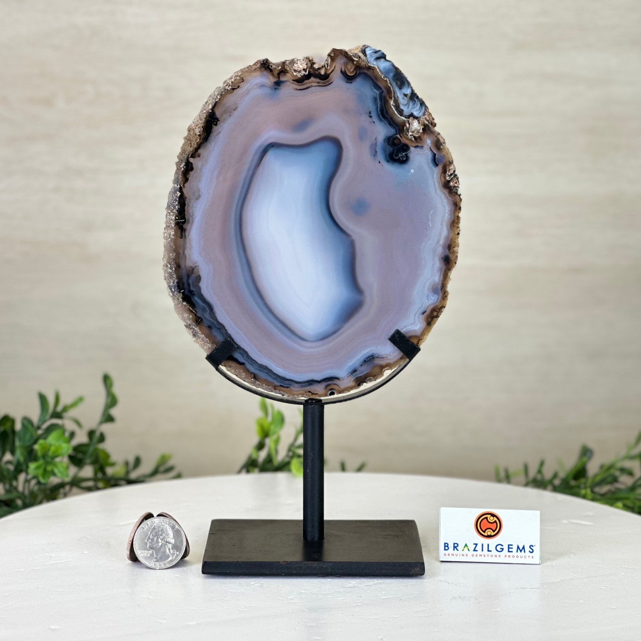 Natural Brazilian Agate Slice on Metal Stand, 9.4" Tall #5067NA - 041 - Brazil GemsBrazil GemsNatural Brazilian Agate Slice on Metal Stand, 9.4" Tall #5067NA - 041Slices on Fixed Bases5067NA - 041