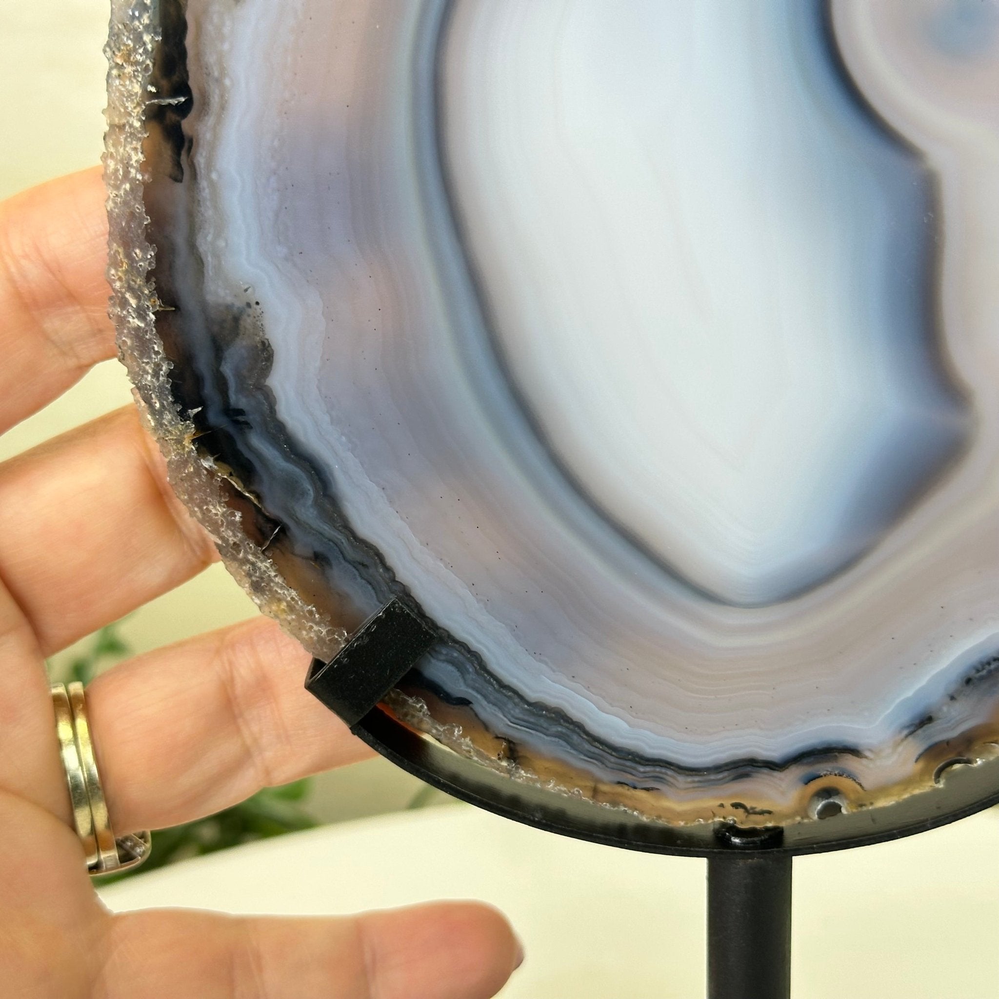 Natural Brazilian Agate Slice on Metal Stand, 9.4" Tall #5067NA - 041 - Brazil GemsBrazil GemsNatural Brazilian Agate Slice on Metal Stand, 9.4" Tall #5067NA - 041Slices on Fixed Bases5067NA - 041