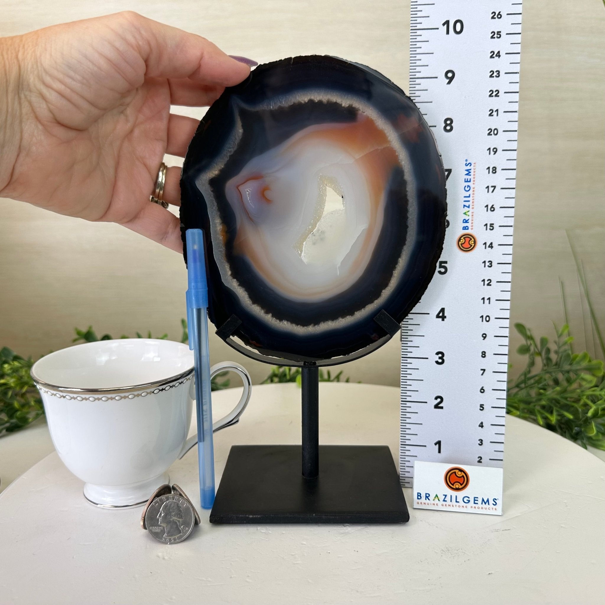 Natural Brazilian Agate Slice on Metal Stand, 9.4" Tall #5067NA - 042 - Brazil GemsBrazil GemsNatural Brazilian Agate Slice on Metal Stand, 9.4" Tall #5067NA - 042Slices on Fixed Bases5067NA - 042