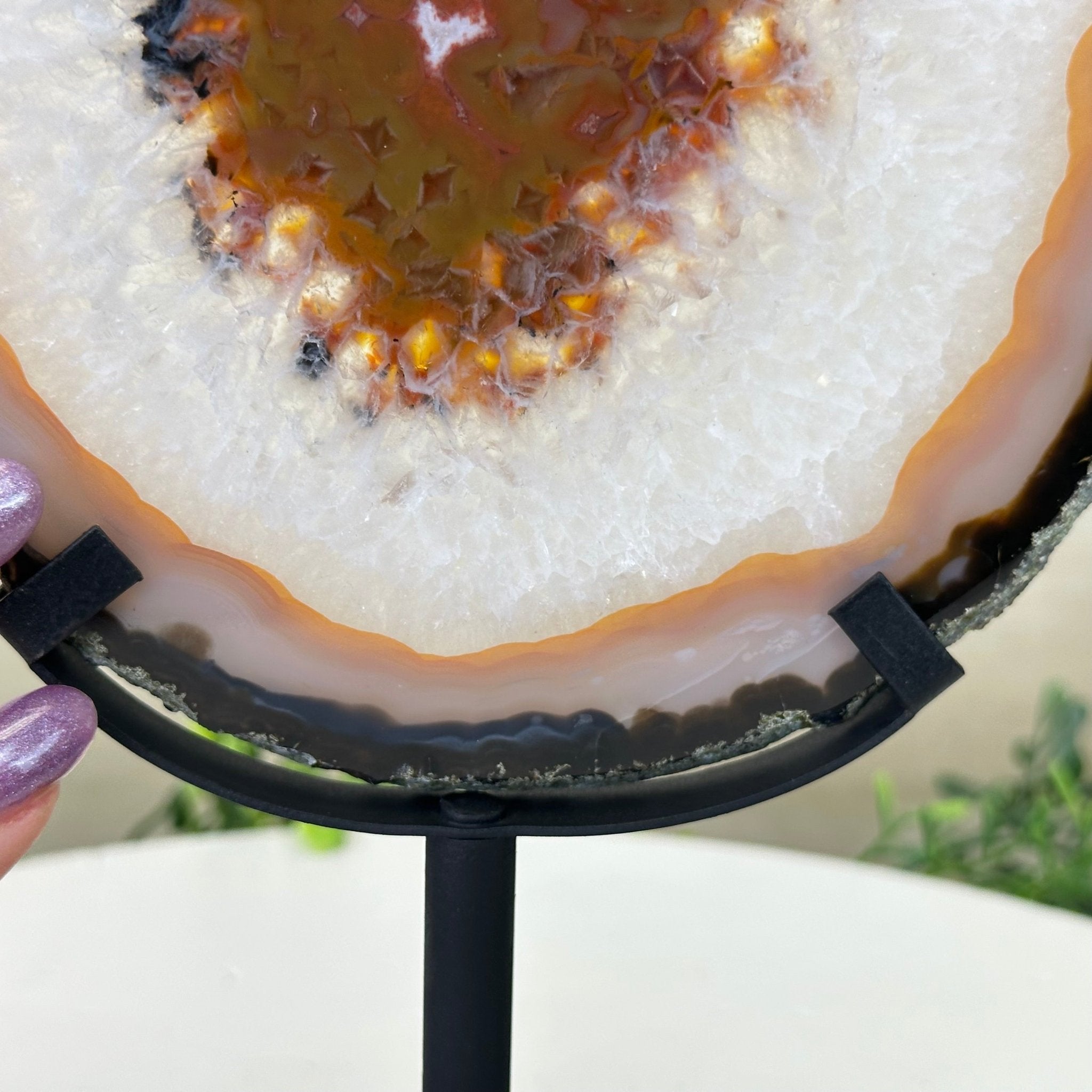 Natural Brazilian Agate Slice on Metal Stand, 9.5" Tall #5067NA - 033 - Brazil GemsBrazil GemsNatural Brazilian Agate Slice on Metal Stand, 9.5" Tall #5067NA - 033Slices on Fixed Bases5067NA - 033