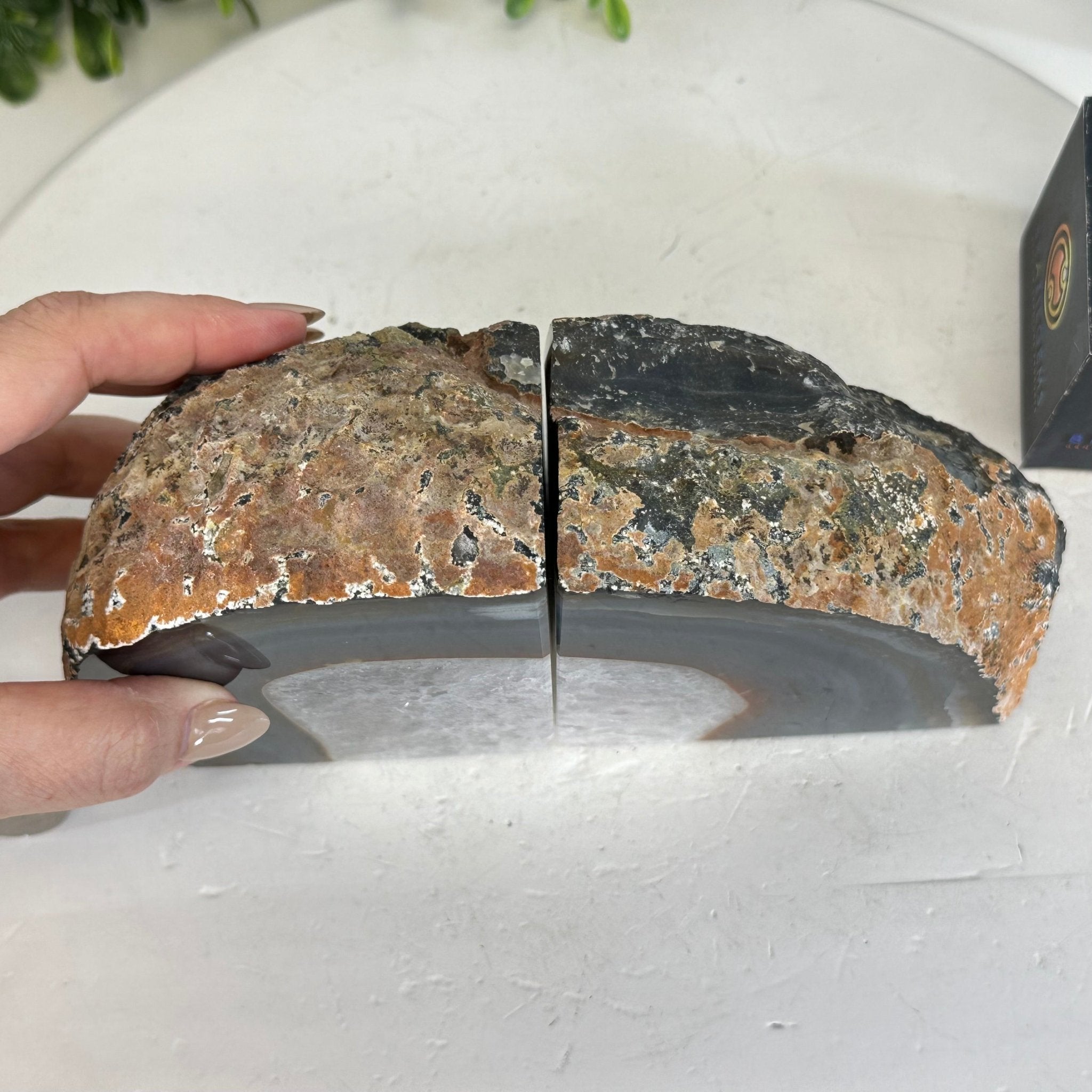 Natural Brazilian Agate Stone Bookends, 6.7 lbs & 5" Tall #5151NA - 053 - Brazil GemsBrazil GemsNatural Brazilian Agate Stone Bookends, 6.7 lbs & 5" Tall #5151NA - 053Bookends5151NA - 053