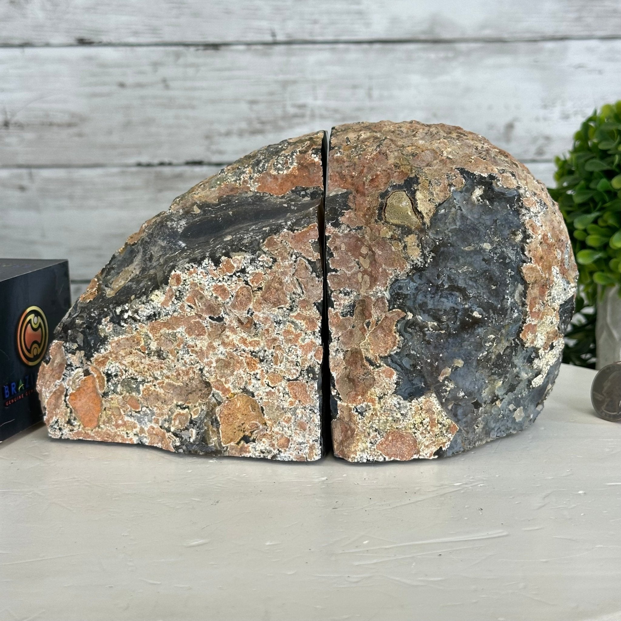 Natural Brazilian Agate Stone Bookends, 6.7 lbs & 5" Tall #5151NA - 053 - Brazil GemsBrazil GemsNatural Brazilian Agate Stone Bookends, 6.7 lbs & 5" Tall #5151NA - 053Bookends5151NA - 053
