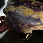 Natural Mookaite Jasper Side Table on Gold Metal Base, 24.8" Tall #1340MJ-002 - Brazil GemsBrazil GemsNatural Mookaite Jasper Side Table on Gold Metal Base, 24.8" Tall #1340MJ-002Tables: Side1340MJ-002