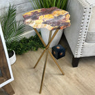 Natural Mookaite Jasper Side Table on Gold Metal Base, 24.8" Tall #1340MJ-002 - Brazil GemsBrazil GemsNatural Mookaite Jasper Side Table on Gold Metal Base, 24.8" Tall #1340MJ-002Tables: Side1340MJ-002