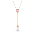 Natural Round Gemstone with Clear Quartz Point, 18K Gold Plated Lariat Necklace - Brazil GemsBrazil GemsNatural Round Gemstone with Clear Quartz Point, 18K Gold Plated Lariat NecklaceNecklace12GP0298 - 218