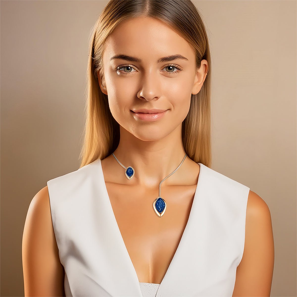 Open Front Choker Style Gold Plated Necklace & Earring Set w/ Natural Gemstone Fragments - Brazil GemsBrazil GemsOpen Front Choker Style Gold Plated Necklace & Earring Set w/ Natural Gemstone FragmentsNecklace & Earring Set14GP1730 - 121