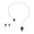 Open Front Choker Style Gold Plated Necklace & Earring Set w/ Natural Gemstone Fragments - Brazil GemsBrazil GemsOpen Front Choker Style Gold Plated Necklace & Earring Set w/ Natural Gemstone FragmentsNecklace & Earring Set14GP1730 - 103