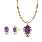 Oval Shaped Gold Plated Necklace & Earring Set w/ Natural Gemstones Fragments - Brazil GemsBrazil GemsOval Shaped Gold Plated Necklace & Earring Set w/ Natural Gemstones FragmentsNecklace & Earring Set14GP1726 - 103