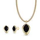 Oval Shaped Gold Plated Necklace & Earring Set w/ Natural Gemstones Fragments - Brazil GemsBrazil GemsOval Shaped Gold Plated Necklace & Earring Set w/ Natural Gemstones FragmentsNecklace & Earring Set14GP1726 - 106