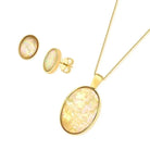 Oval Shells Gold Plated Necklace & Earring Set w/ Natural Gemstones - Brazil GemsBrazil GemsOval Shells Gold Plated Necklace & Earring Set w/ Natural GemstonesNecklace & Earring Set14GP9542 - 126