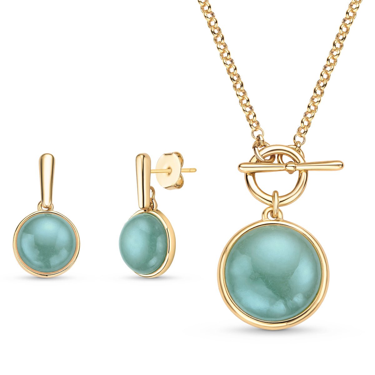 Pearlized Round Gold Plated Necklace & Earring Set Various Gemstones - Brazil GemsBrazil GemsPearlized Round Gold Plated Necklace & Earring Set Various GemstonesNecklace & Earring Set14GP1560 - 113